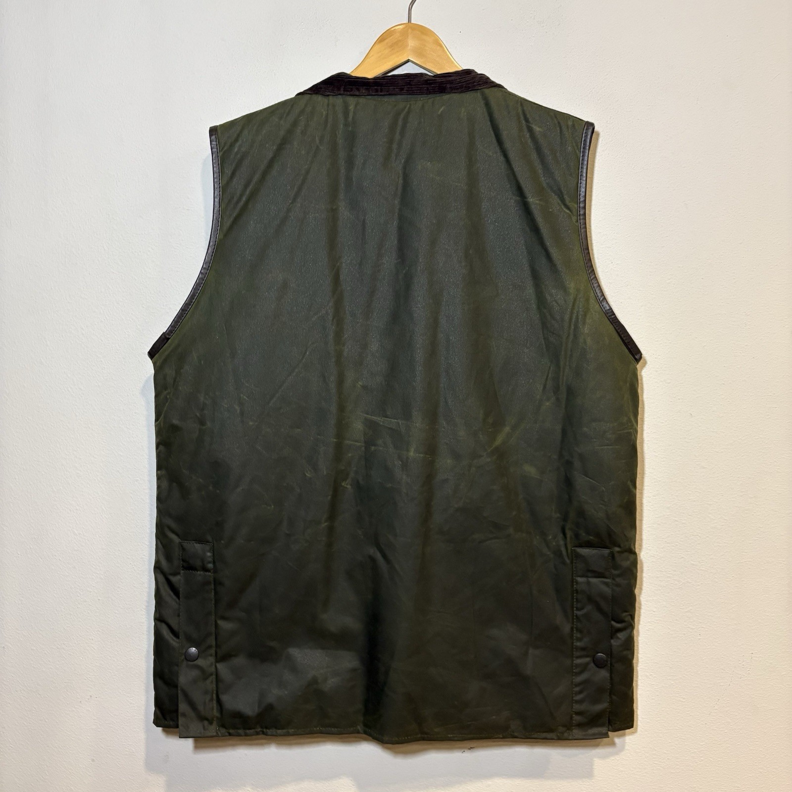 BARBOUR – A22O WESTMORLAND WAX COTTON VEST SAGE MADE IN UK Size XL Rare Zip Up