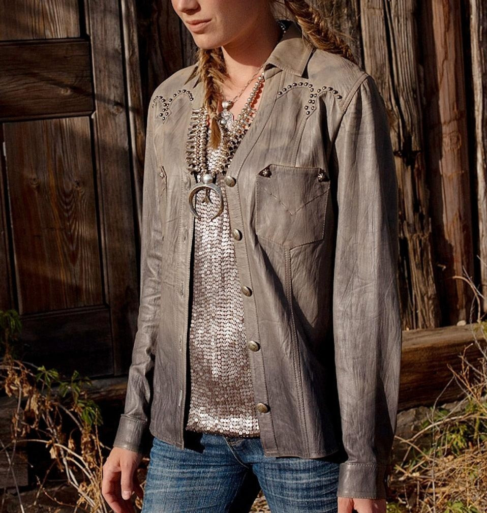 DOUBLE D RANCH Daughtry Leather Shirt Jacket Large