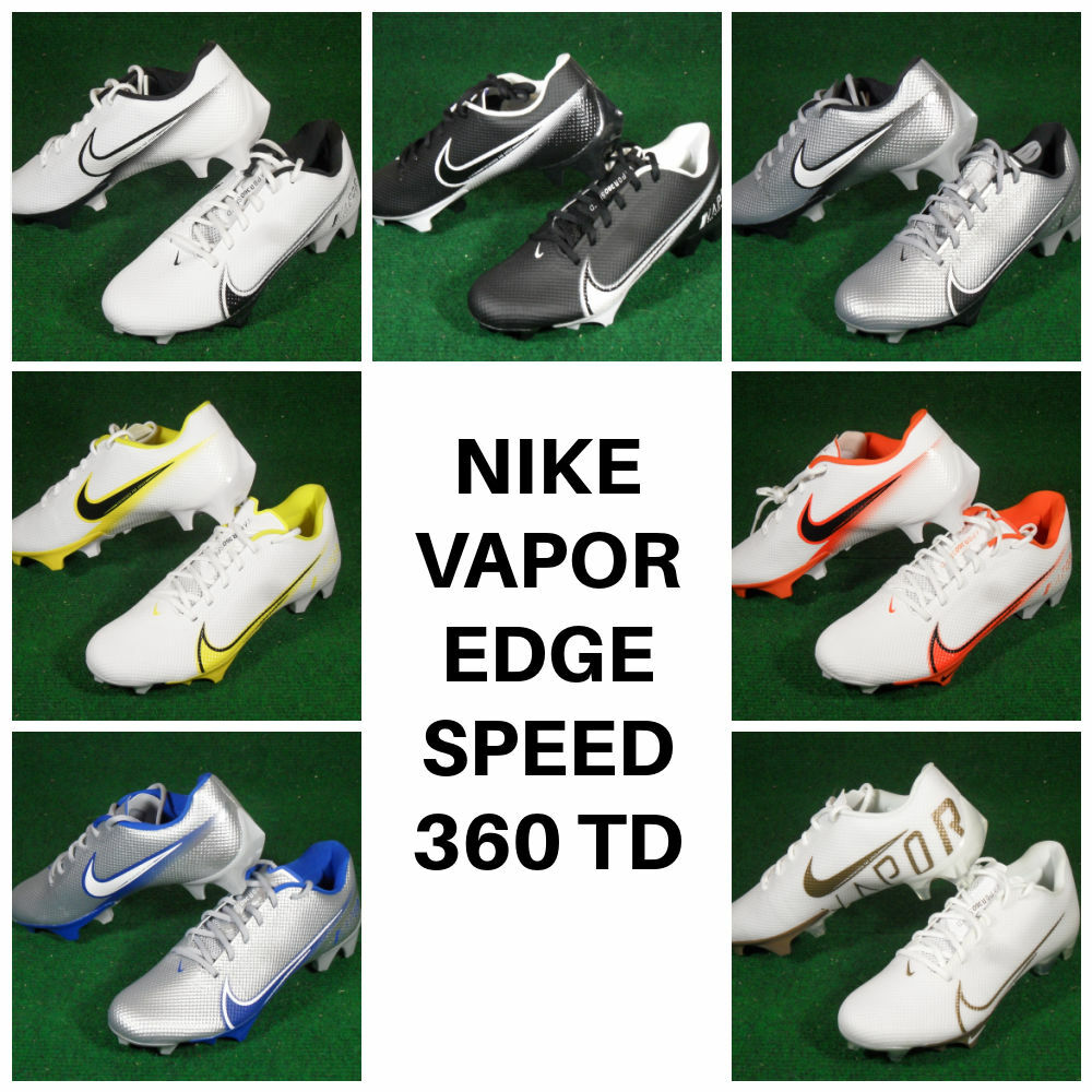 New Men Nike Vapor Edge Speed 360 Low TD Football Cleats White Black Silver Blue