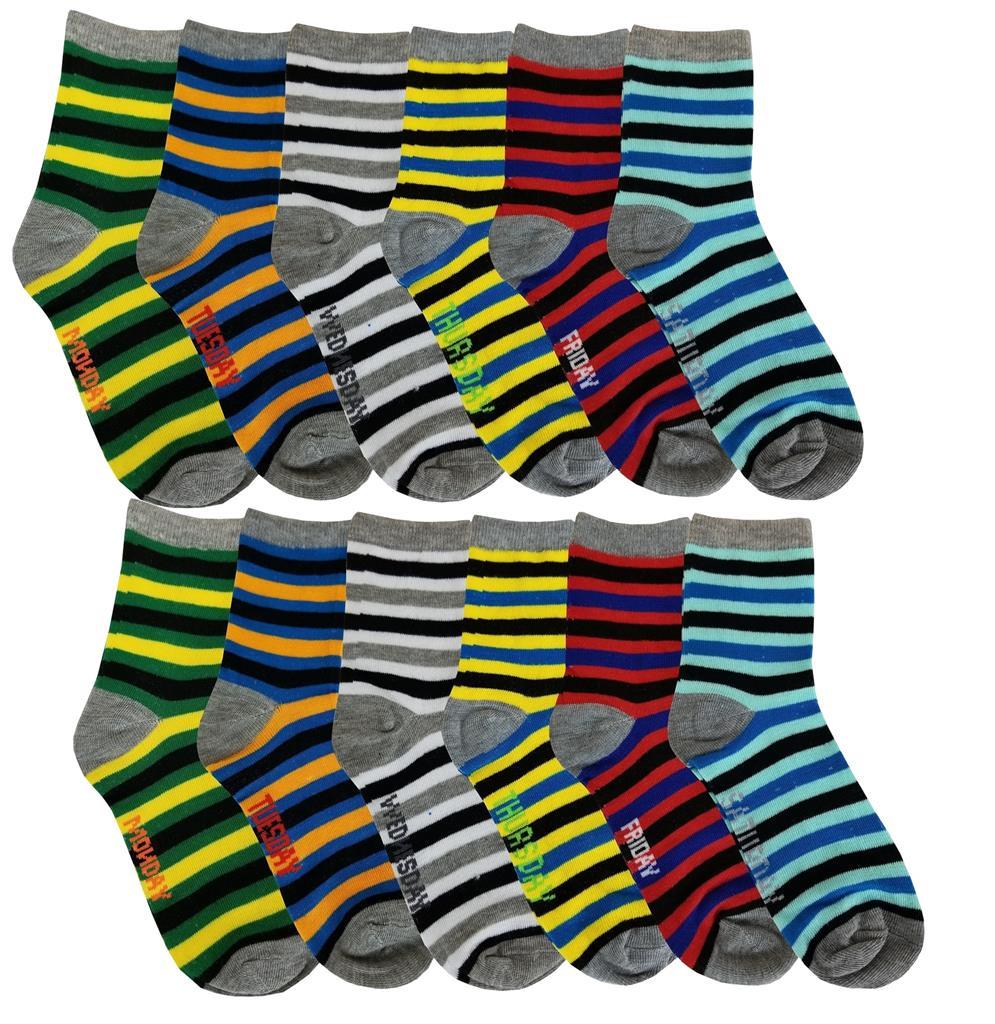 Different Touch 12 Pairs Kids Christmas Assorted Novelty Design Crew Socks