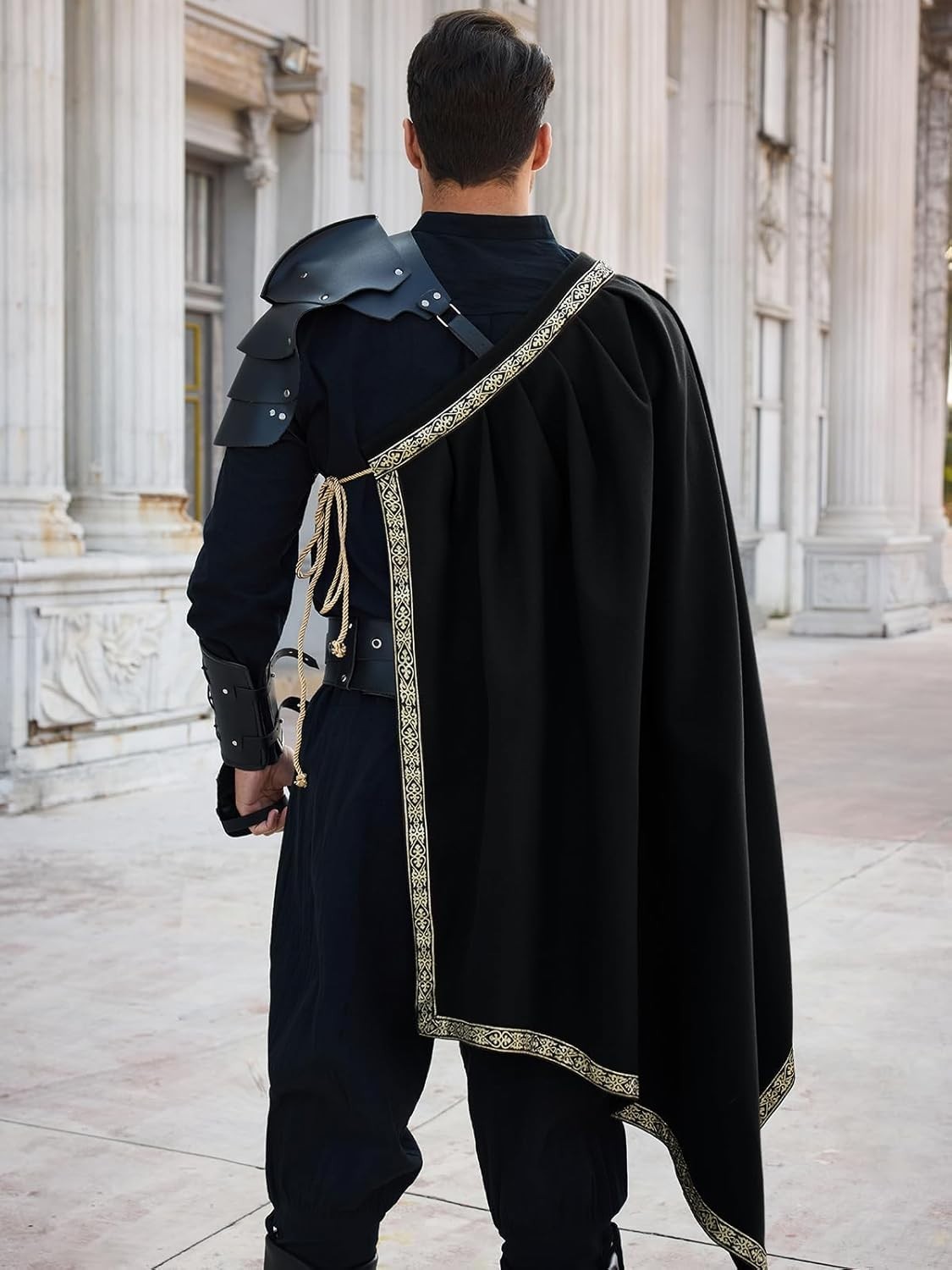 Mens Renaissance Shawl Half Shoulder Cape Medieval Samurai Cloak LARP Warrior