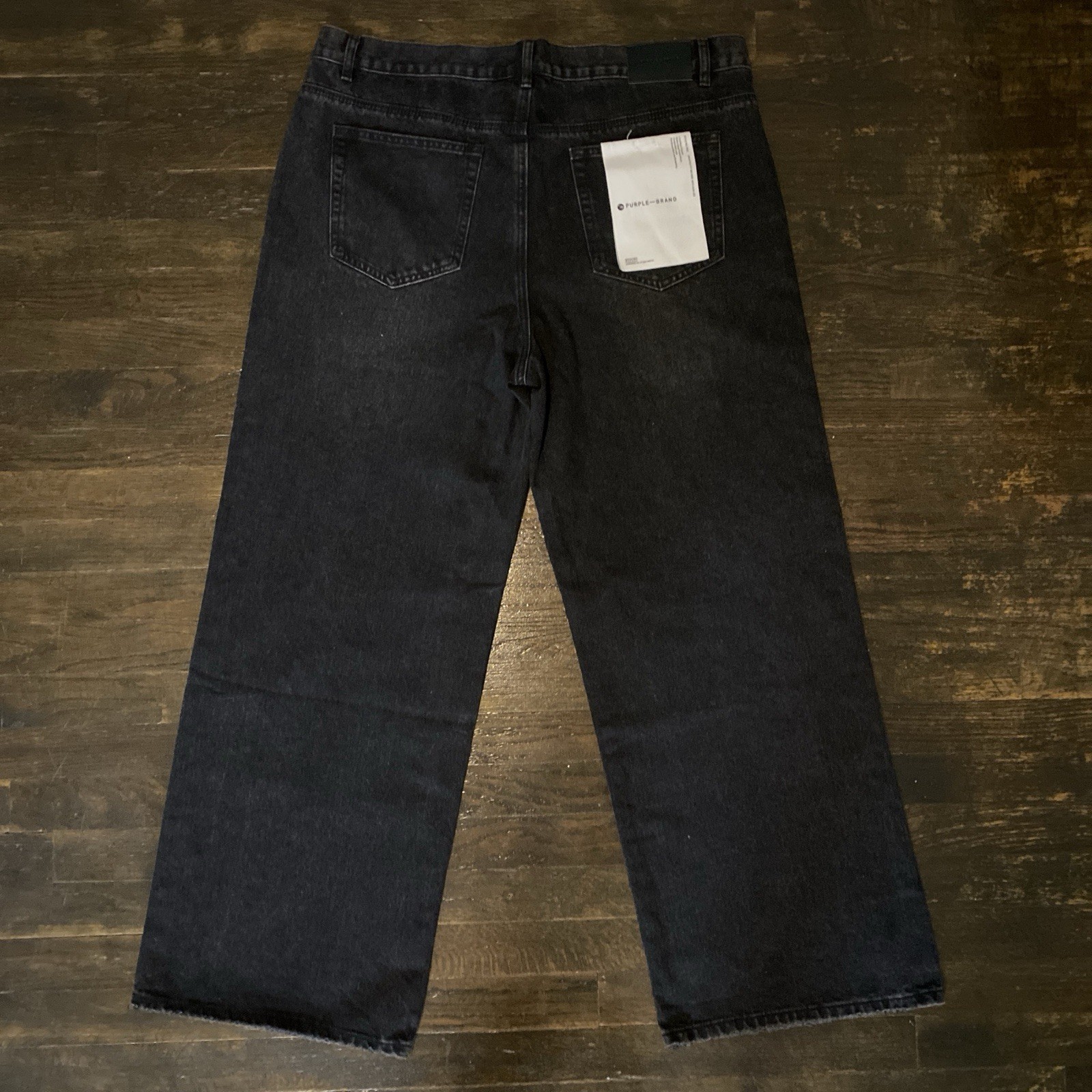 PURPLE BRAND Dropped Fit Black Dark Wash Slim Denim Jeans Rhinestone 5-Pocket