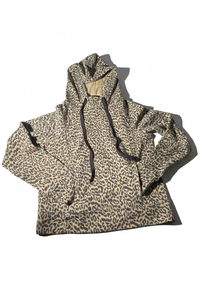 Anthropologie Daily Practice Hoodie Hooded Sweatshirt Leopard Print Brown XS NWT