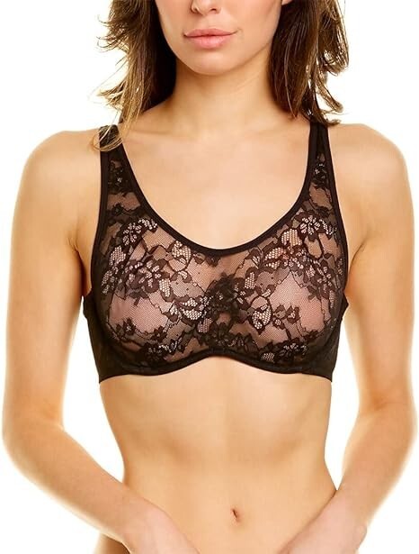 LE MYSTERE 32 DD #8232 STRETCH LACE UNLINED UNDERWIRE BRA, BLACK, NWT $62
