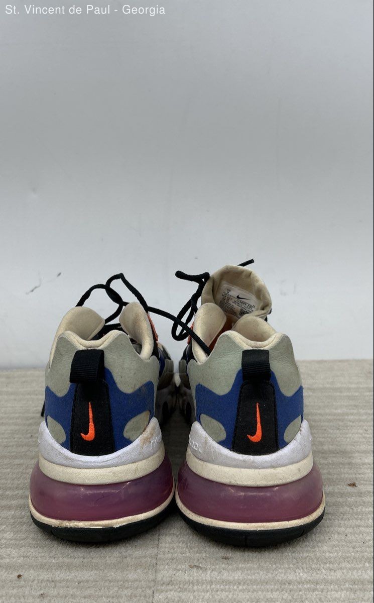 Nike Air Max 270 React Fossil Cushioned Sneaker Black Blue Beige CI3899-200 Sz 9