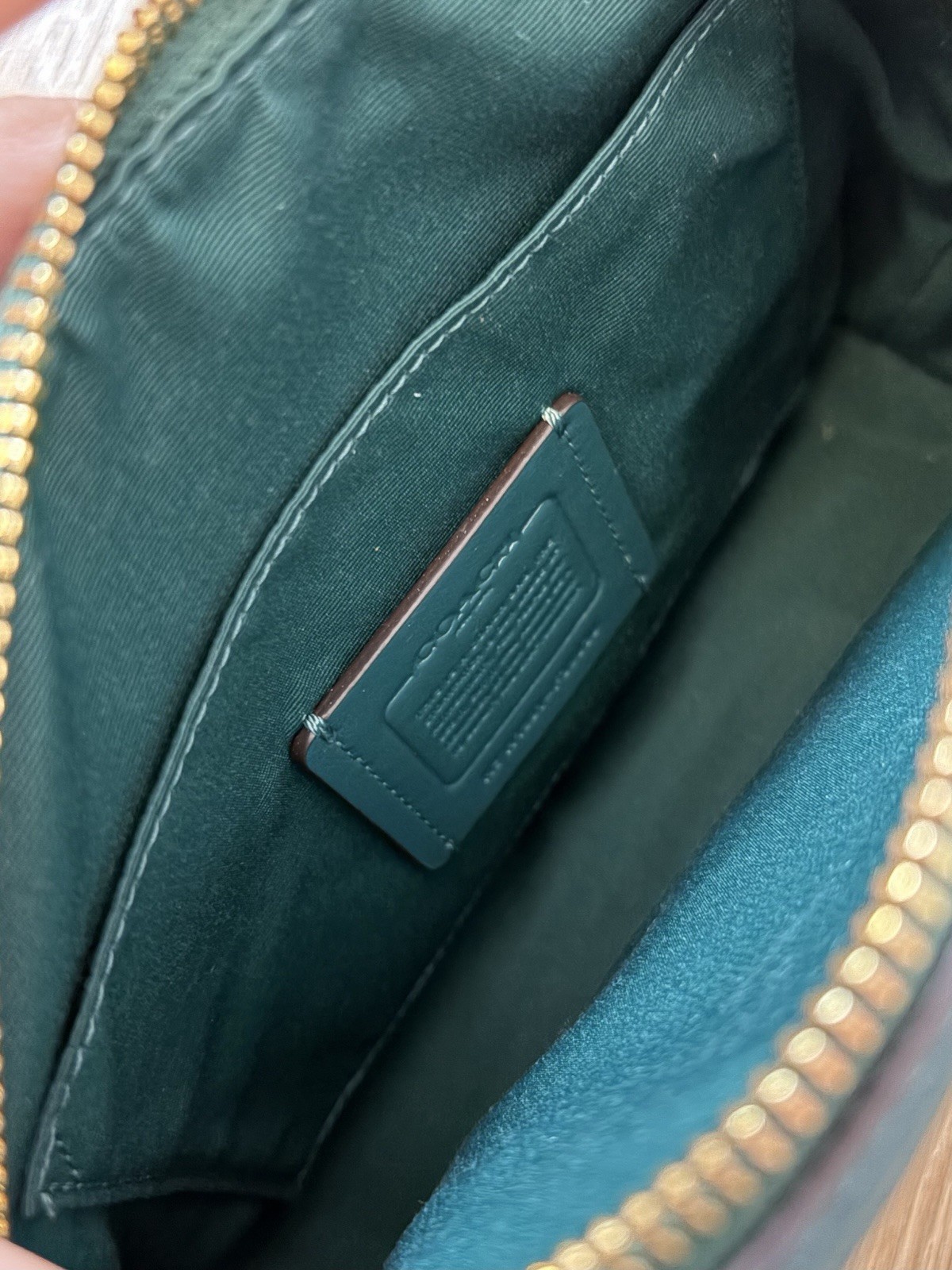 Authentic Coach Green Pebbled Dome Crossbody Zip Bag Logo Studs Detachable Strap