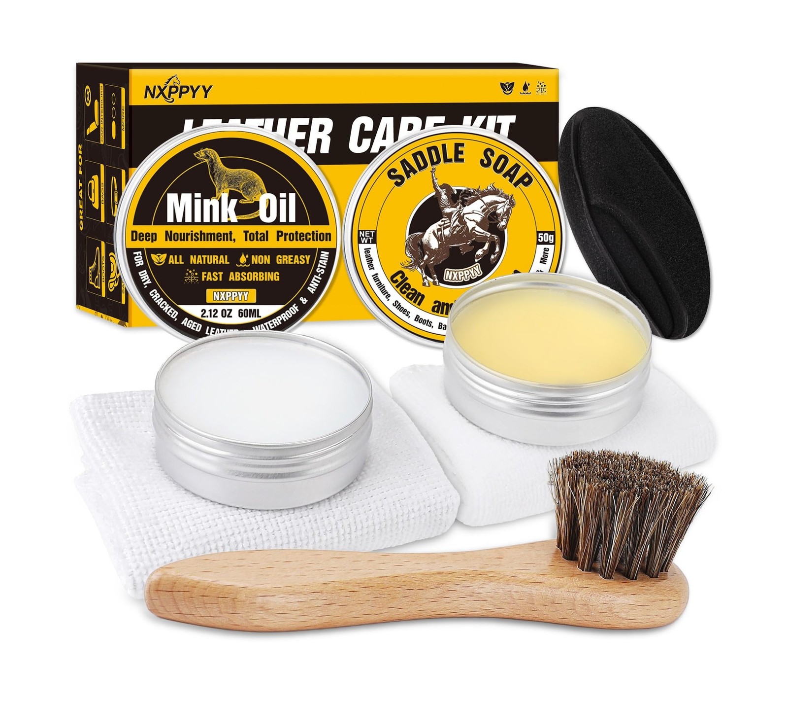 Leather Boot Care Kit, Mink Oil & Saddle Soap for Leather Cleaning & Leather …