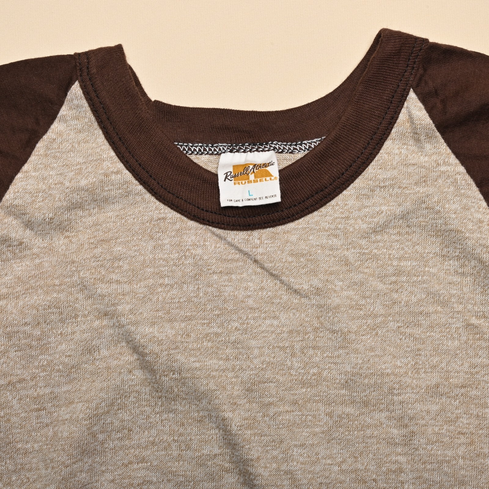 VINTAGE Russell Athletic NOS 70s Raglan Blank Baseball Tee Size L – Made in USA