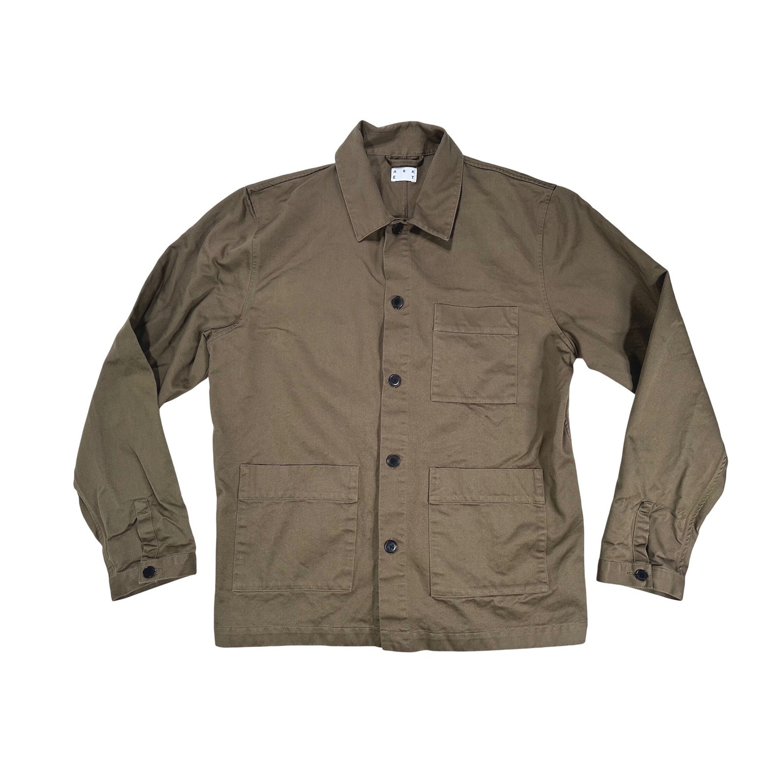 ASKET The Overshirt Mens Large Regular Taupe Organic Cotton Twill Chore Jacket