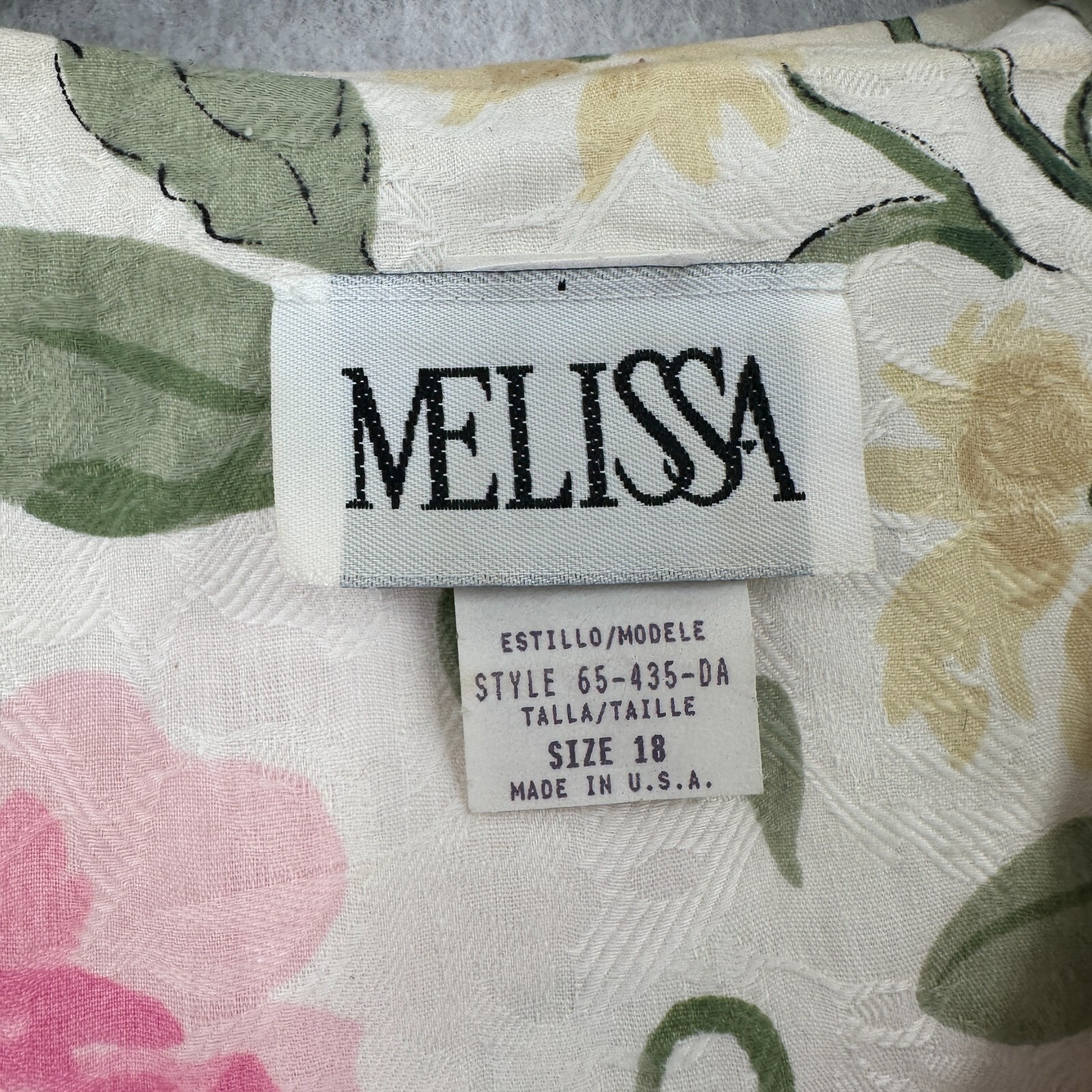 Vintage Melissa Midi Dress Size 18 Made in USA Bib Collar Cottagecore Modest