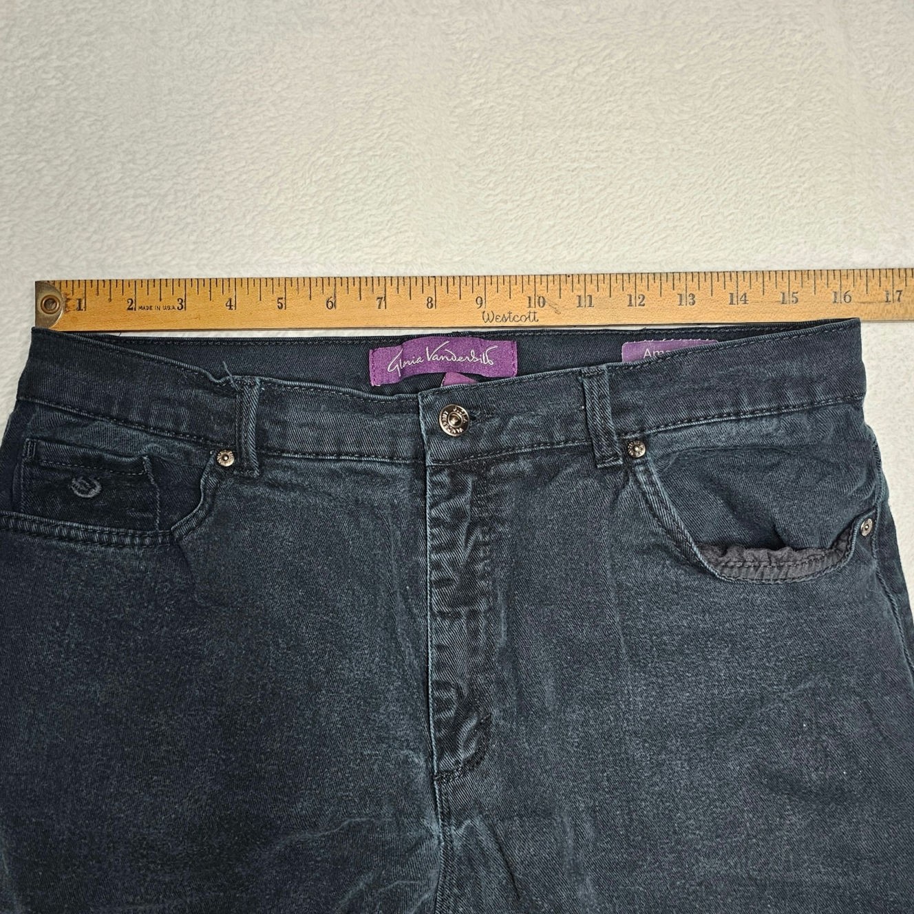 Gloria Vanderbilt Amanda Jeans Size 16 Black Classic High Rise Stretch AS SHOWN