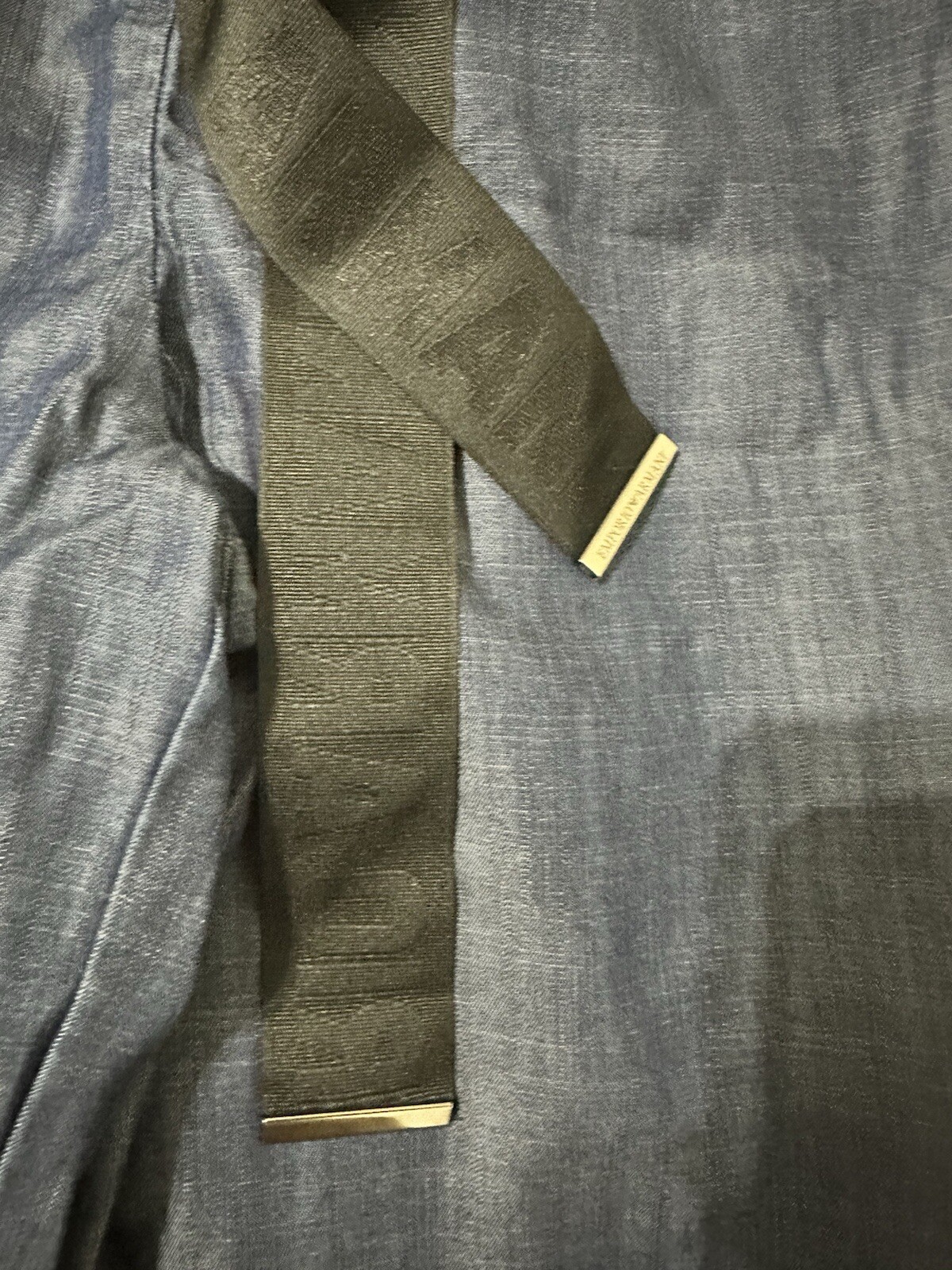 Emporio Armani Tailored Chambray Denim Straight Leg Pleated Trousers Uk 8 IT 40