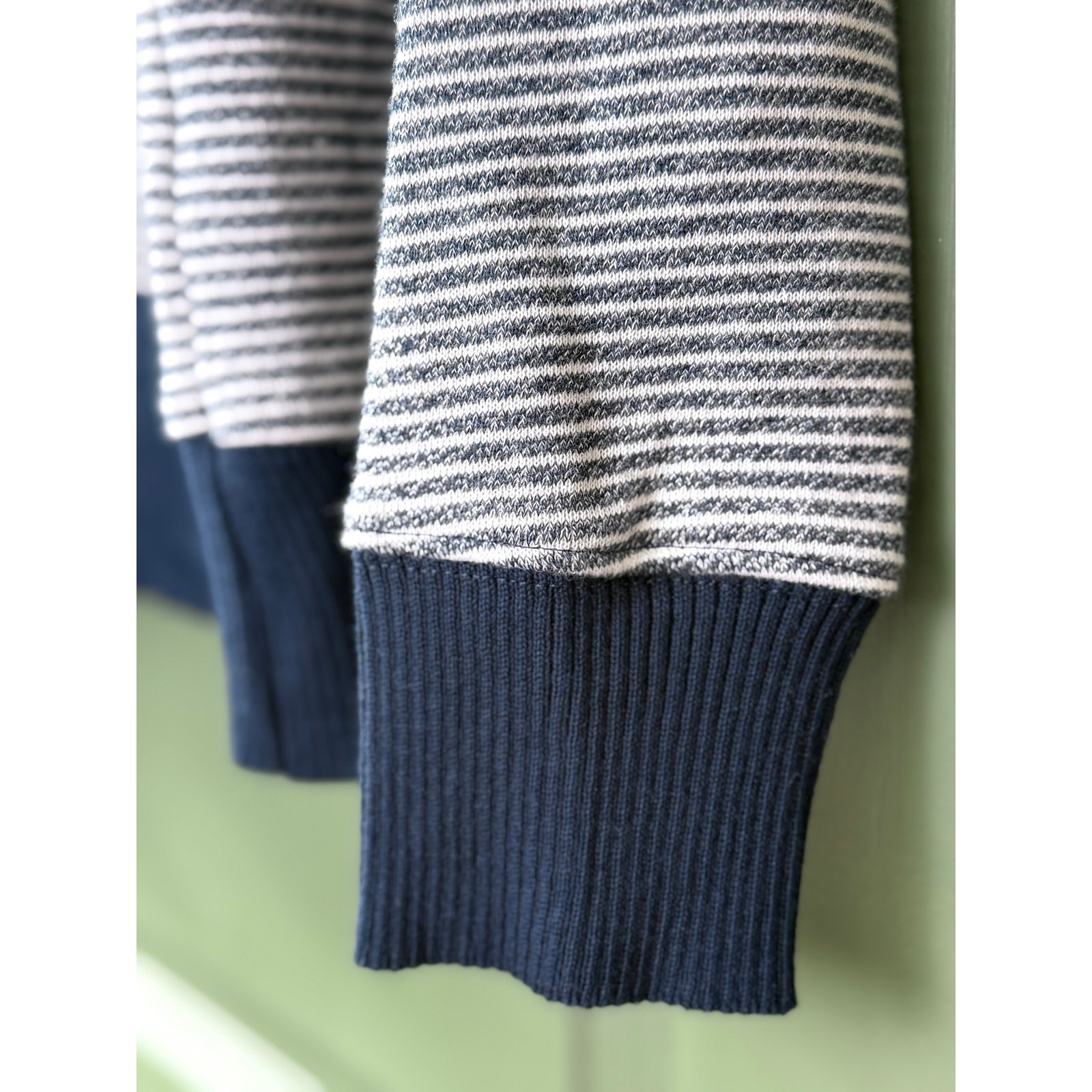 NWOT Frank & Eileen Ribbed Knit Cozy Pullover Sweatshirt Navy White Stripe Large