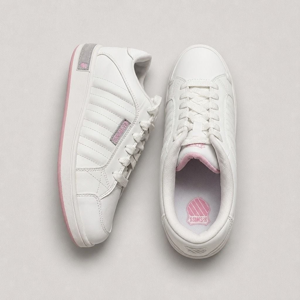 K-Swiss Batris Women’s Low Top Sneakers White Powder Pink Size 8.5