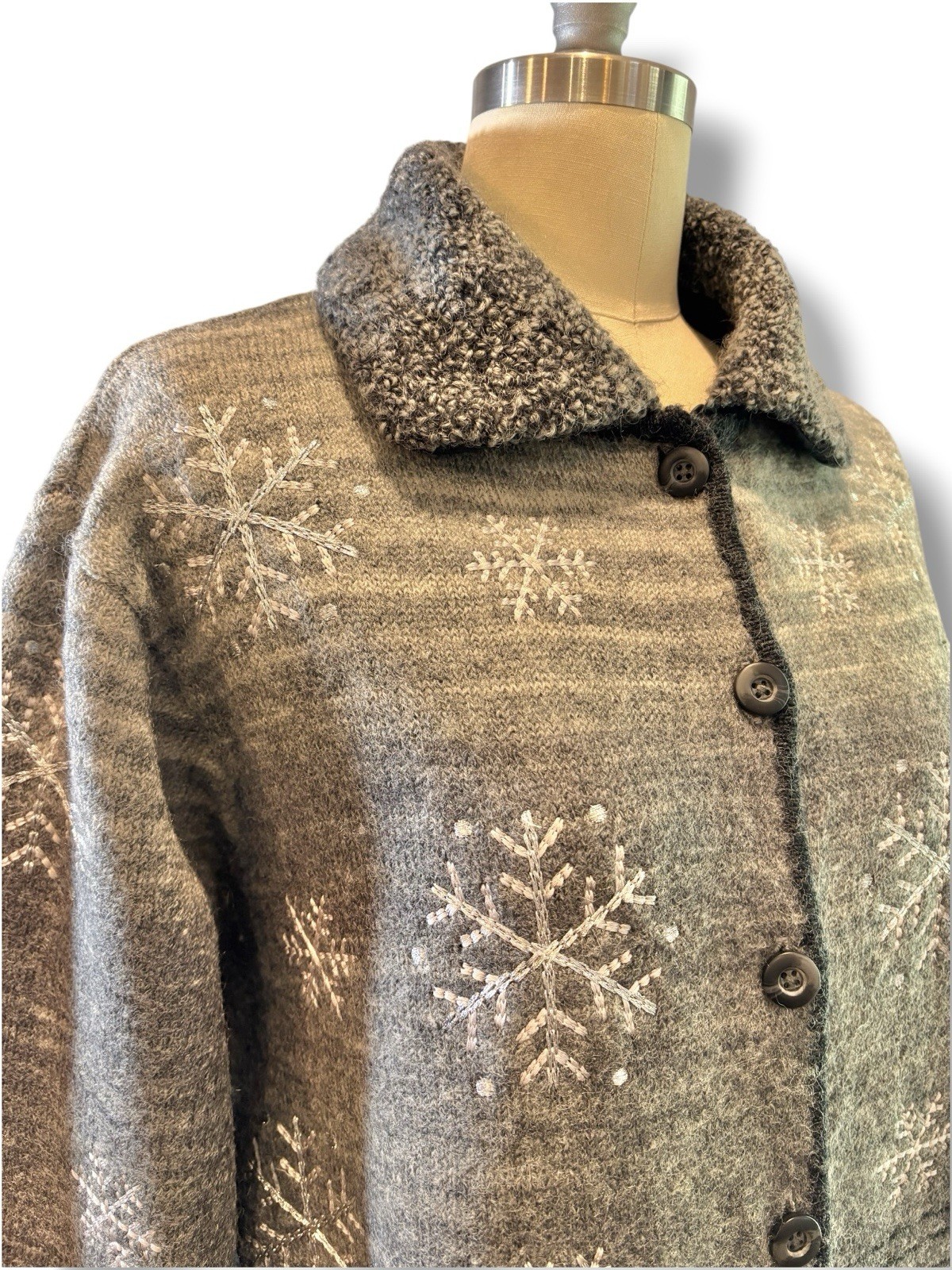 Vintage 2001 Marisa Christina Ugly Christmas 100% Wool Button Up Jacket Size L