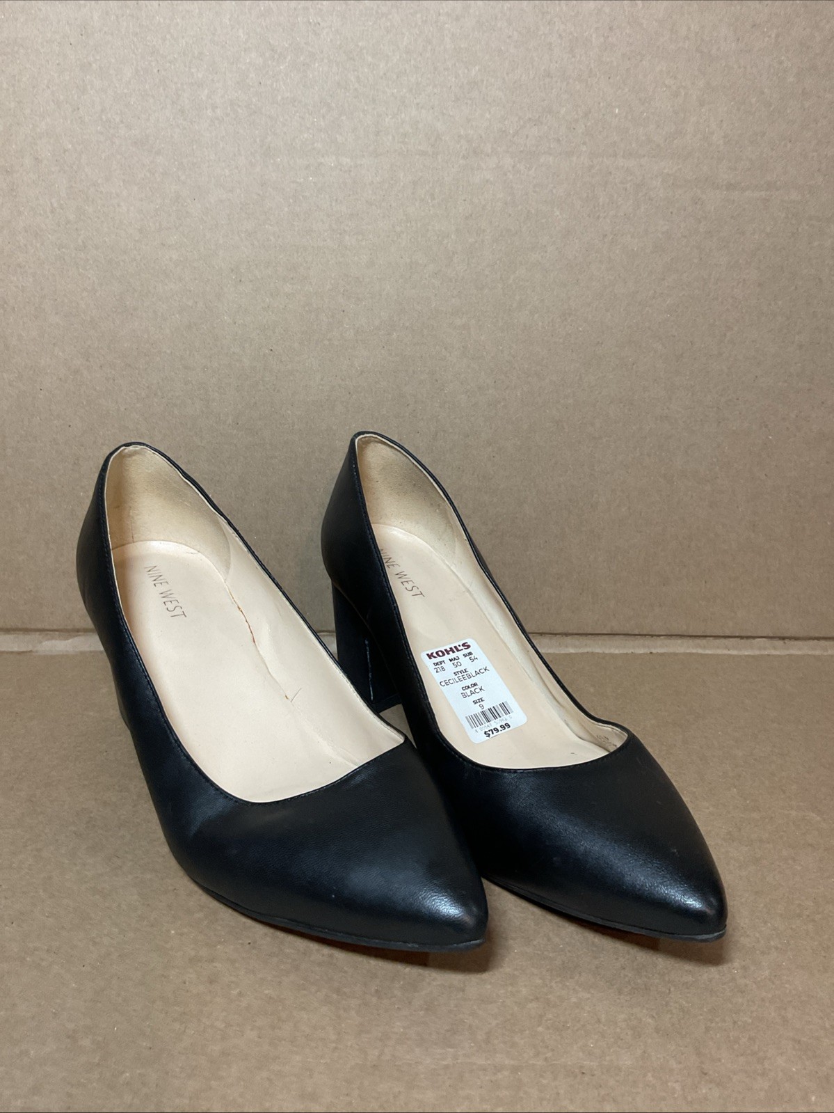 NINE WEST Nwike Pumps Block Heel, Size 9 M Medium New Cecilee Office Comfort