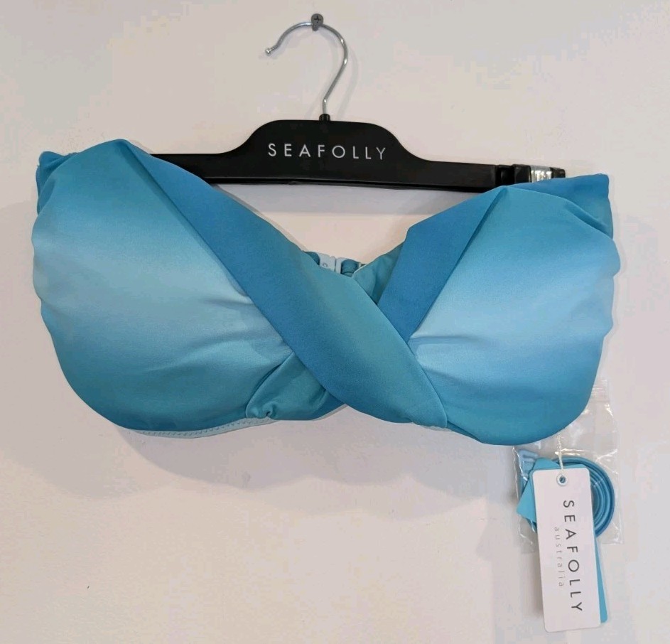 Seafolly Bikini Top Womens Ombre Seychelles Bandeau Size 14 New Tags RRP $89.95
