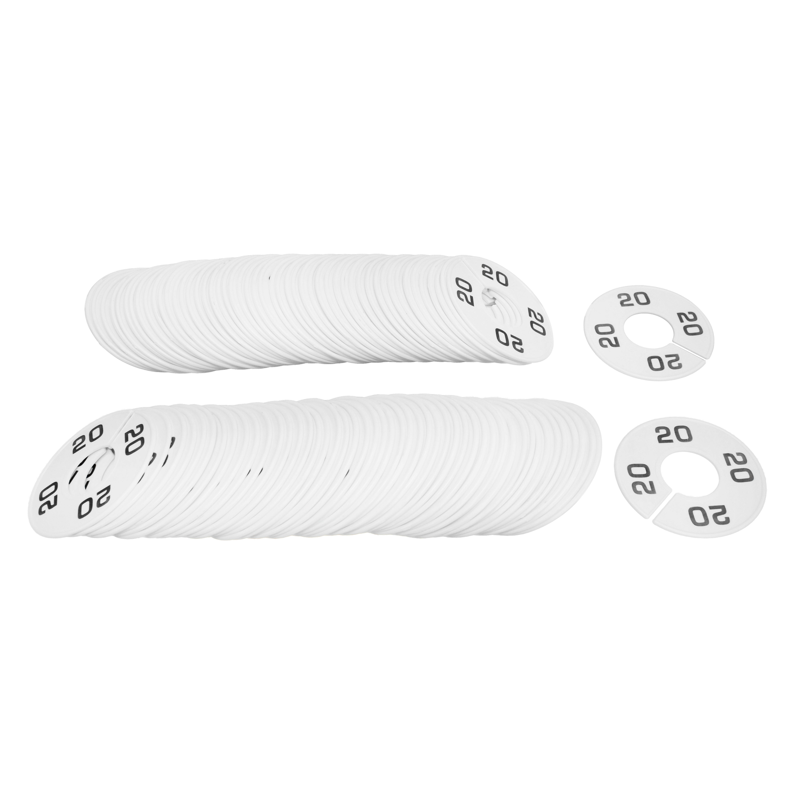 10 PCS WHITE 3-1/2″ Round Plastic SIZE 20 Dividers Hangers Retail Clothing Rack