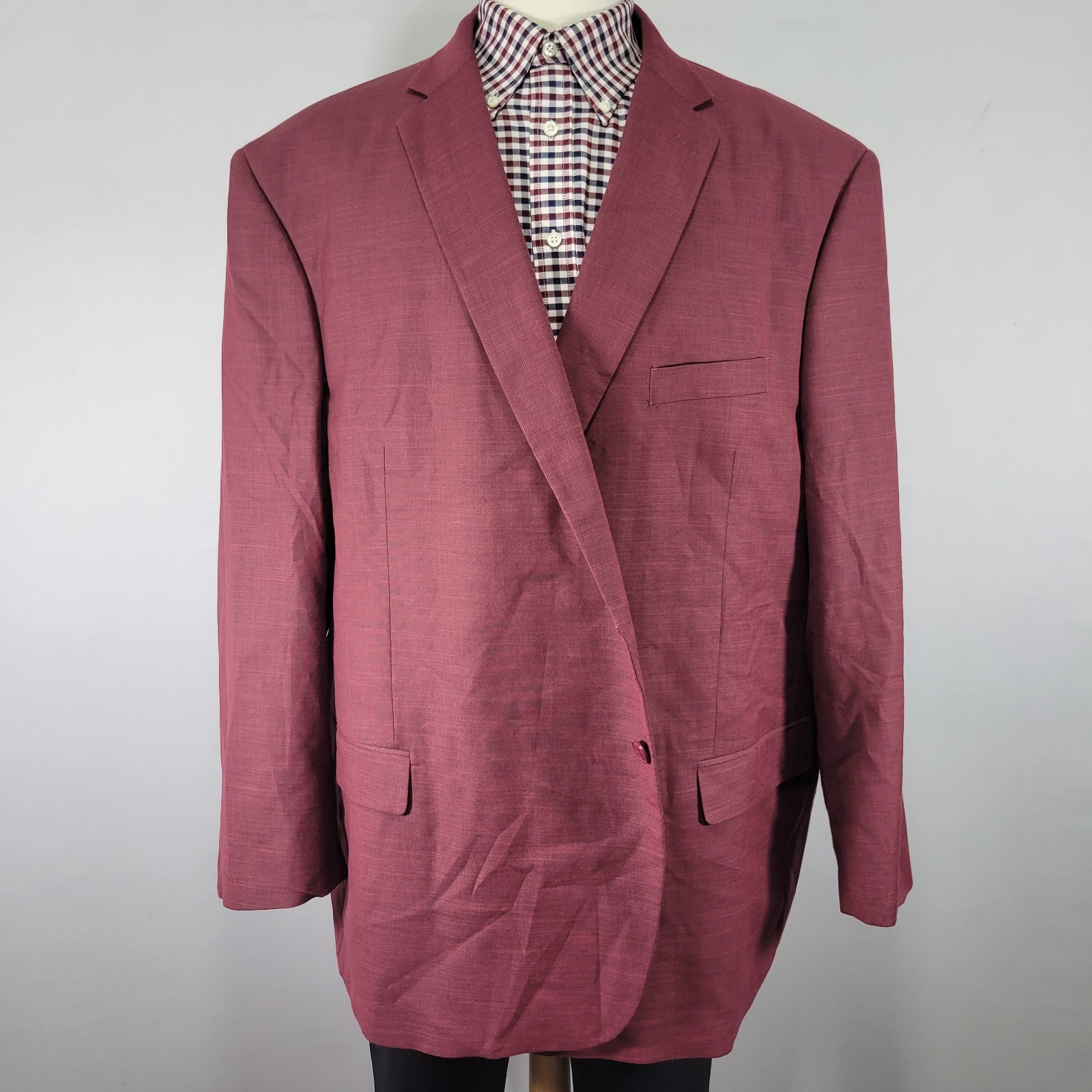 Lineage Men’s Sport Coat Blazer Two Button Burgundy Performance Stretch 56R