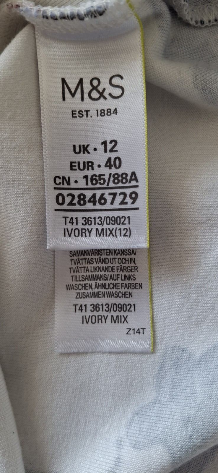 M&S Collection Ivory Mix Floral Top UK 12 EUR 40 Long Sleeve Crew Neck T41 3613