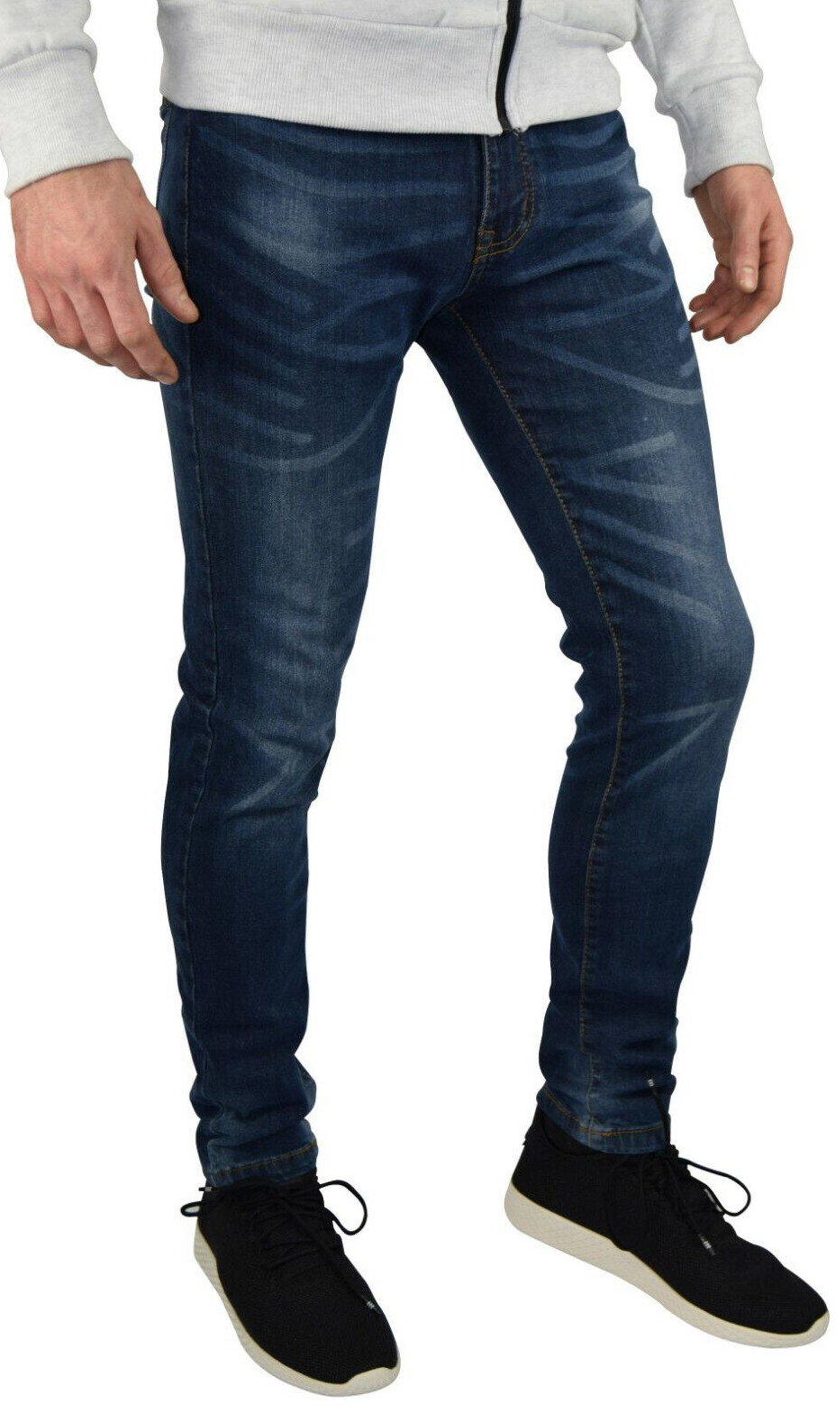 Mens Slim Fit Stretch Jeans Comfy Fashionable Super Flex Denim Pants