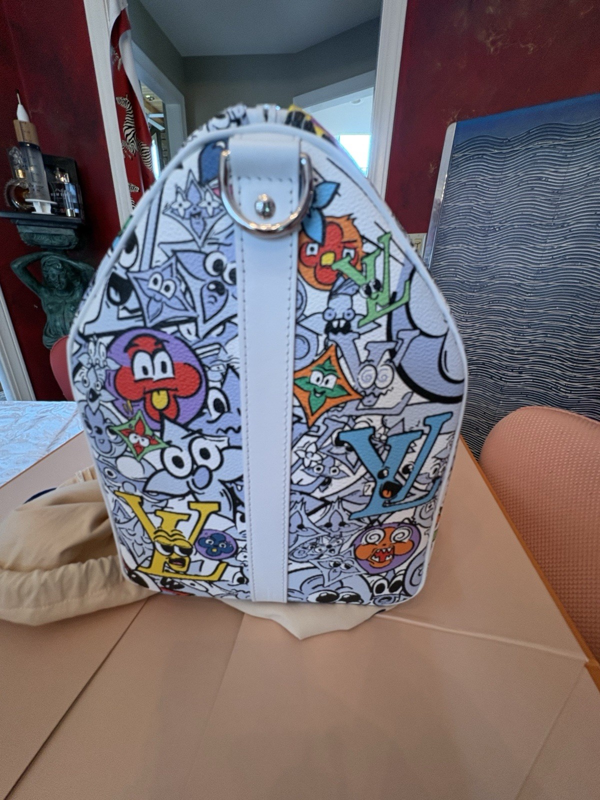LOUIS VUITTON 2023 Comics White Multi Monogram Keepall Bandouliere 50 BRAND NEW