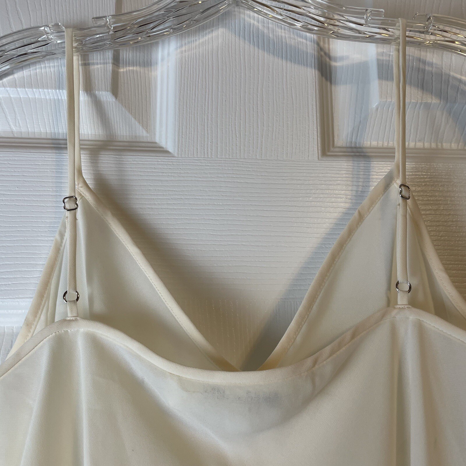 Diane Von Furstenburg Sheer Chemise Slip Dress Sz 4 Ivory V Neck