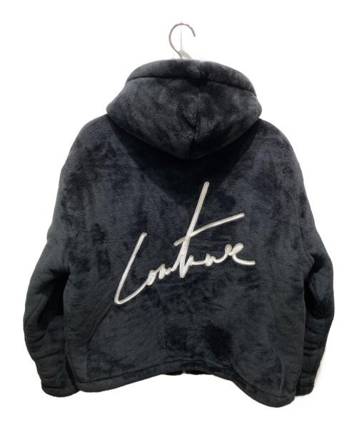 THE COUTURE CLUB Back embroidered fleece zip hoodie black TCC