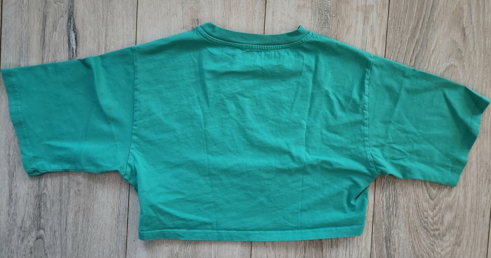 Fiorucci Women’s Vintage Angels Cropped T-shirt Green 100% Cotton Size XS
