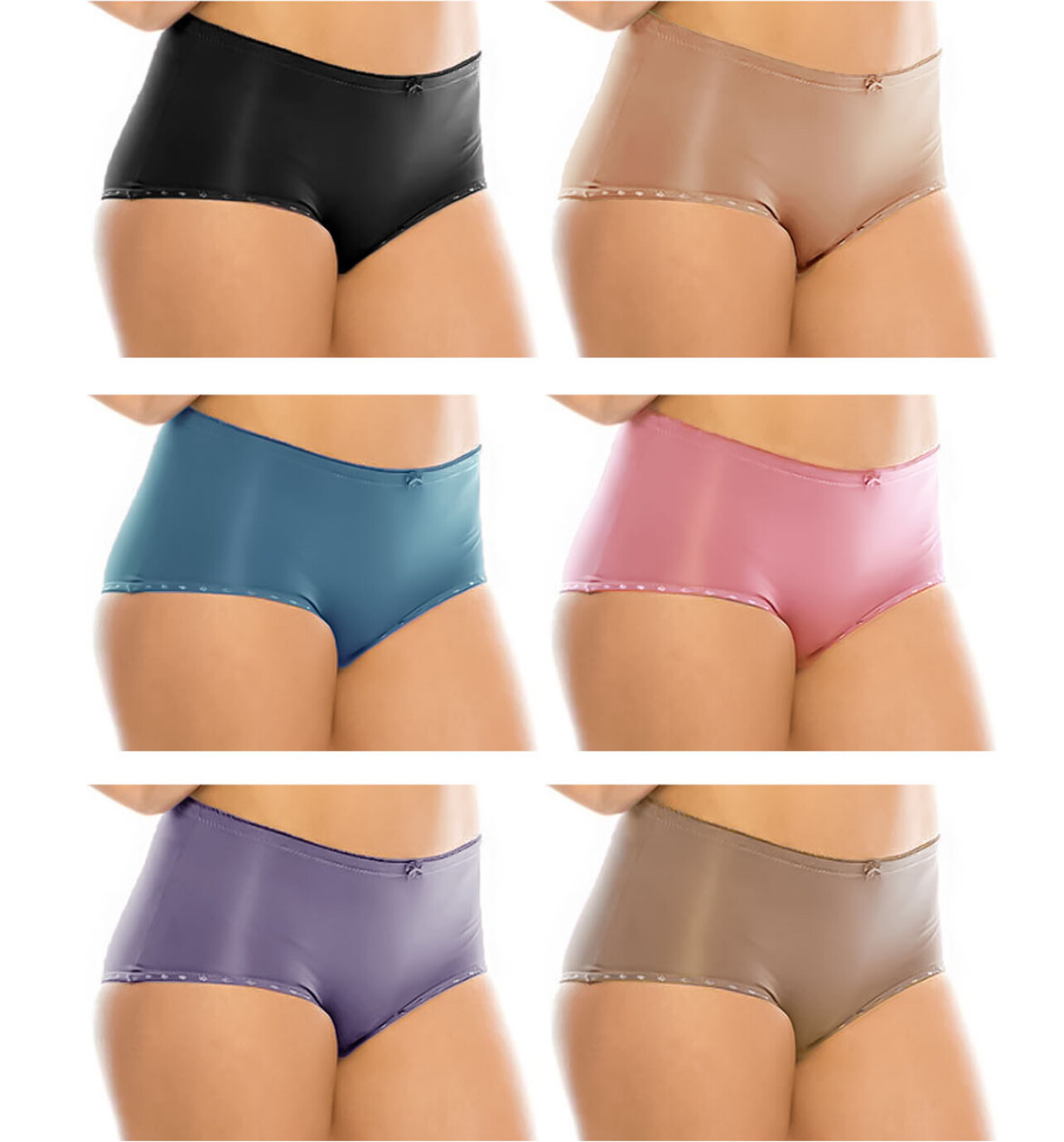 3,6 or12 Satin Silky Boyshort Booty Shorts NYLON Sissy Bikini Panties Boxer S-XL
