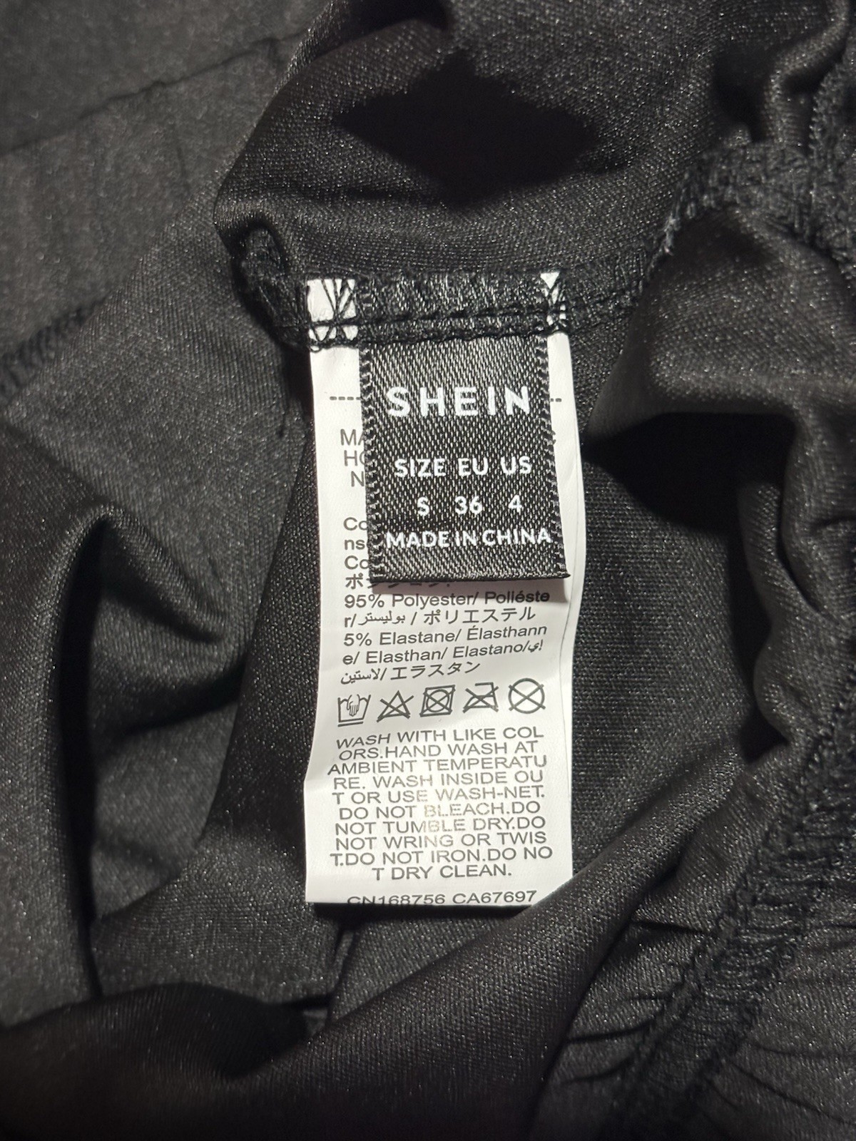 SHEIN Women’s Black Solid Ankle Leggings S Polyester Elastane Stretch Waist