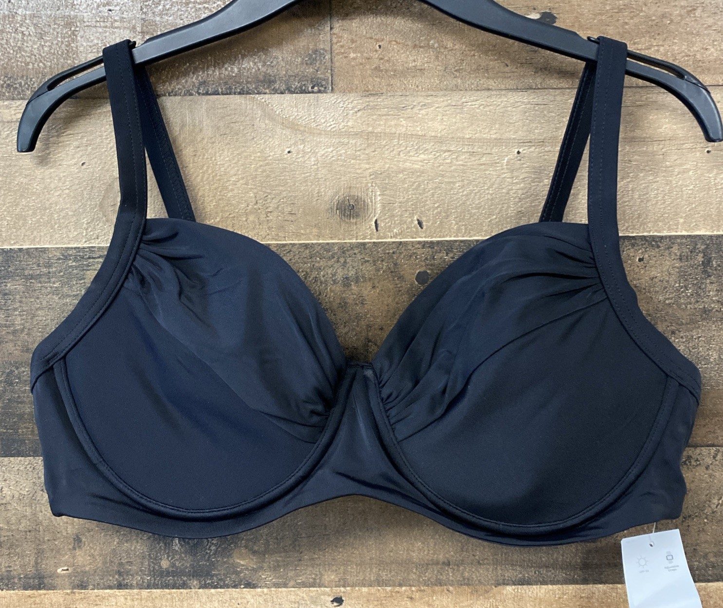Lands’ End Women’s Retro Underwire Bikini Top – Black SPF-50 Size 12