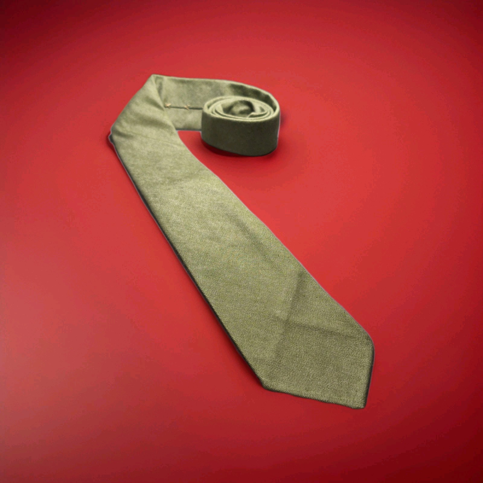 A. Di Capua Napoli – Khaki Solid Color Cotton Tailored Tie