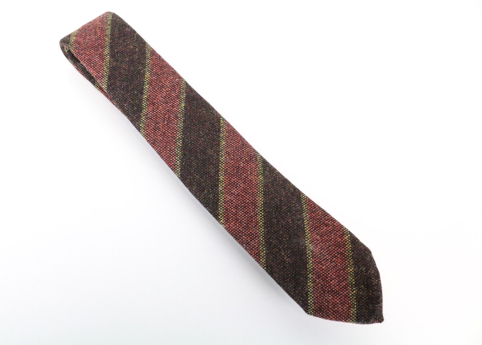 Suitsupply Men Necktie 150 x 8 cm Brown Striped Pure Wool Pointed-End