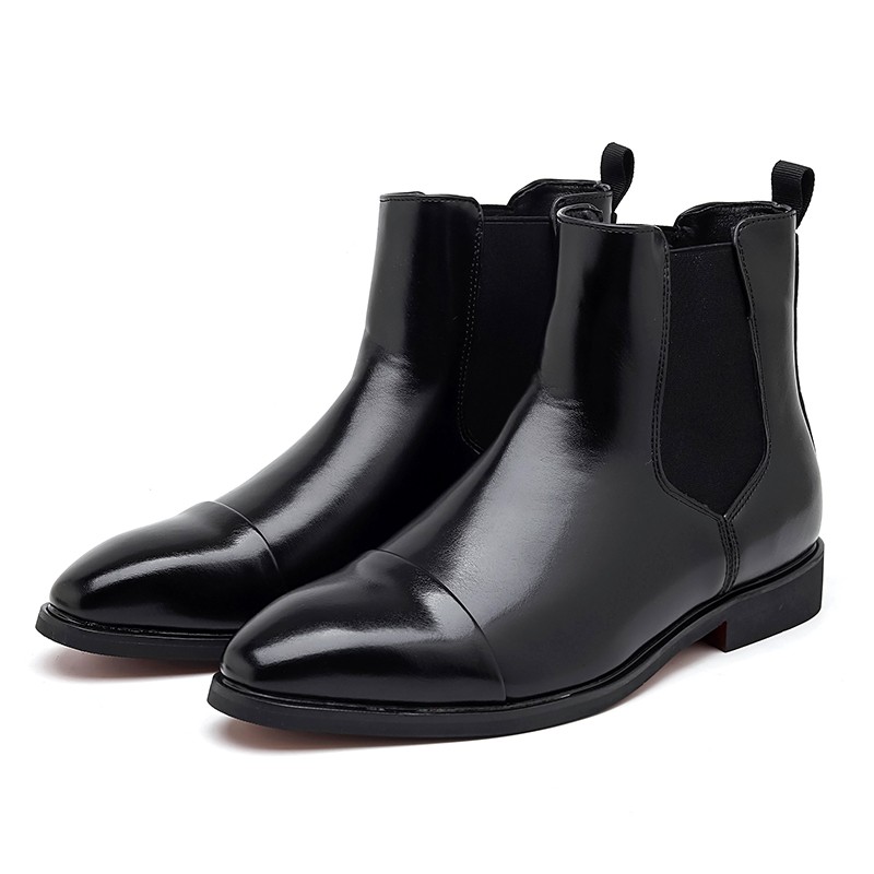 Men’s Faux Leather Pointed Toe Pull On Chelsea Ankle Shoes Boots Party Shoes New