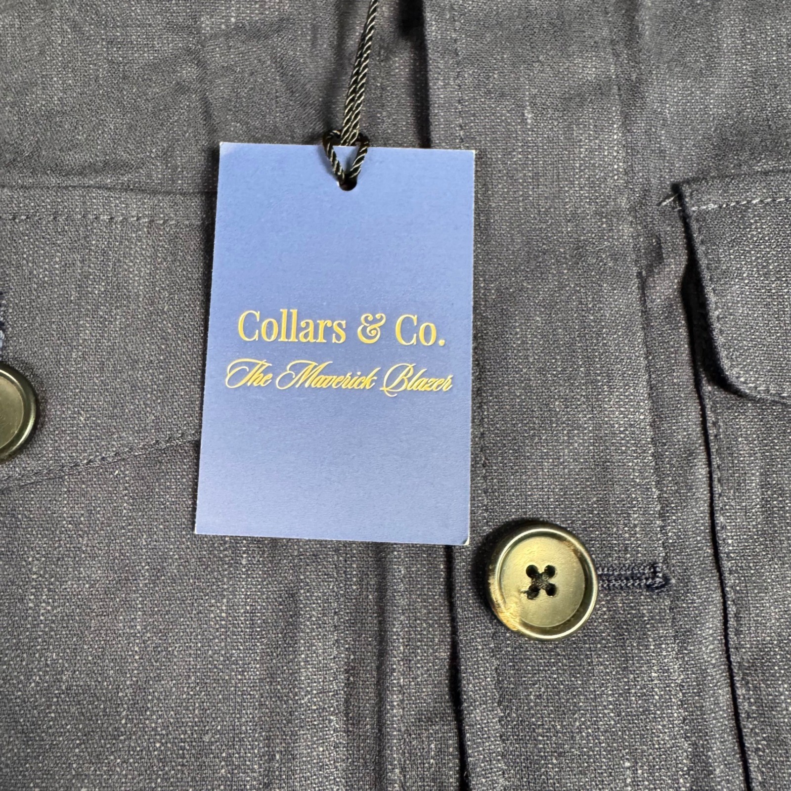 NWT Collars & Co The Maverick Blazer Linen Blend Button Front Jacket XXL Navy
