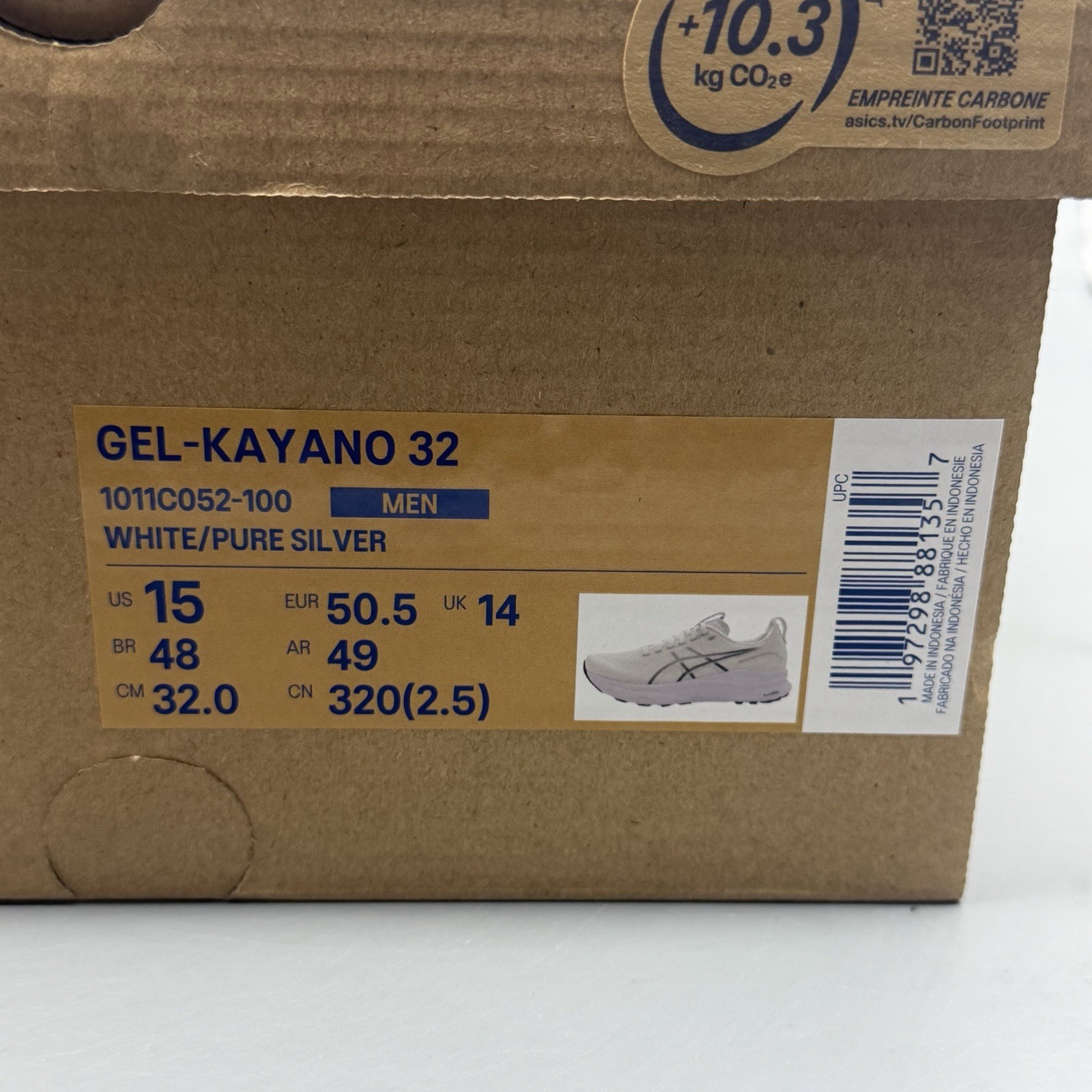 Asics Gel Kayano 32 Mens 15 D Running Shoes Gym Training White Pure Silver NWB!