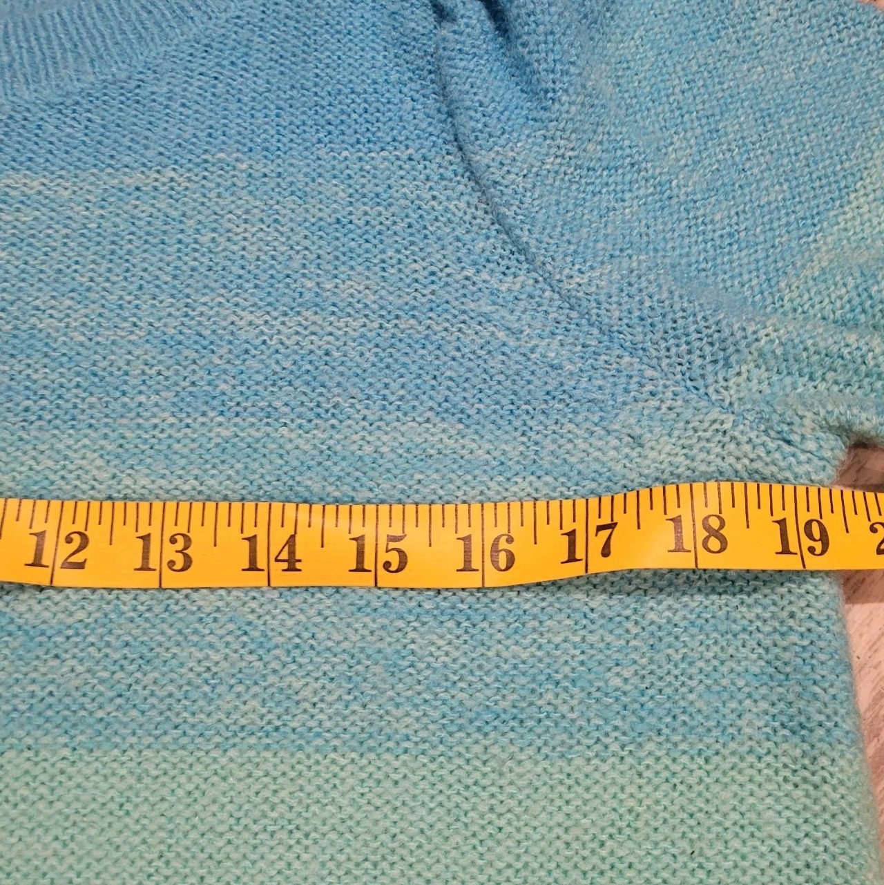 Lilly Pulitzer Drayton Ombre Sweater Plunge Blue/Mint Puff Sleeve Size Medium