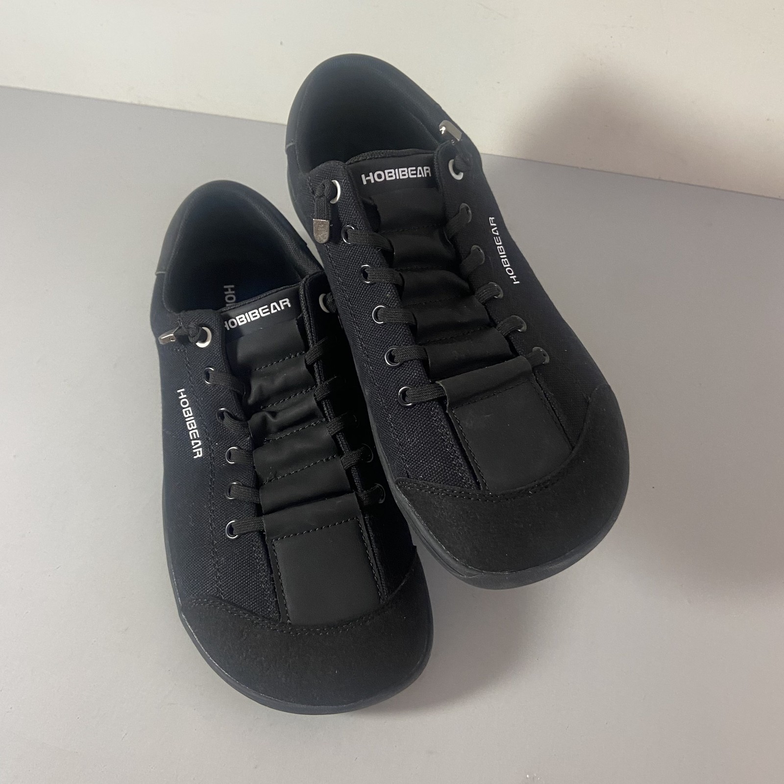 Hobibear Unisex US Womens 9 Mens 8 Barefoot Minimalist Black Canvas Suede Shoes