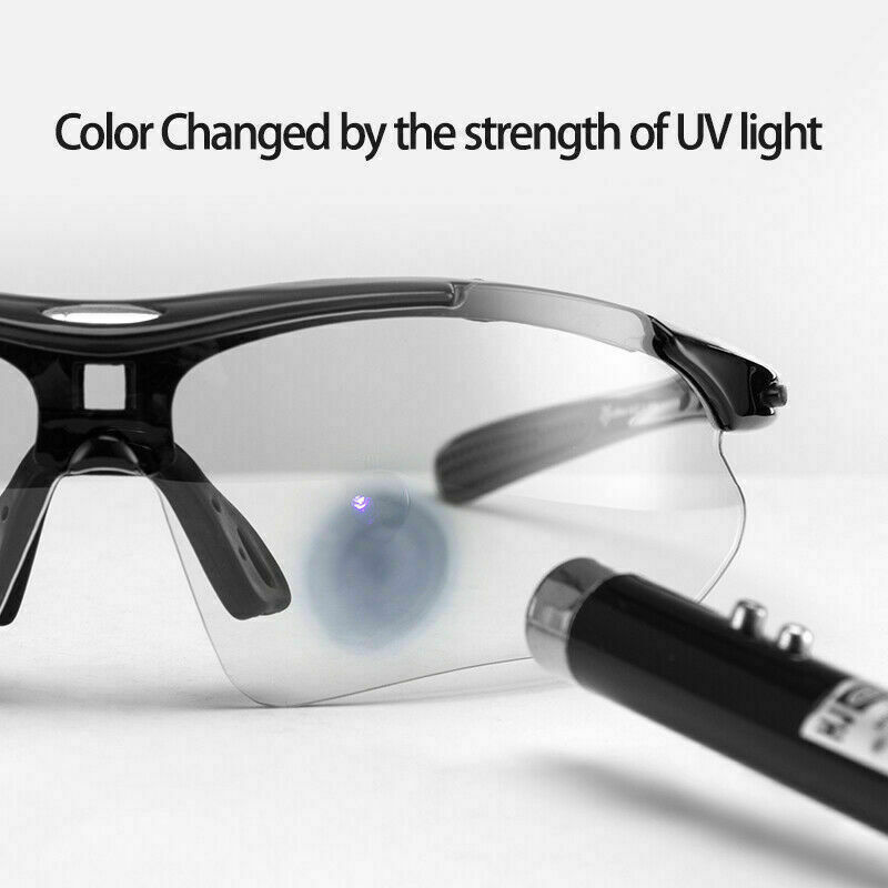 ROCKBROS Cycling Glasses Transparent Photochromatic Sport Sunglasses UV400 Black