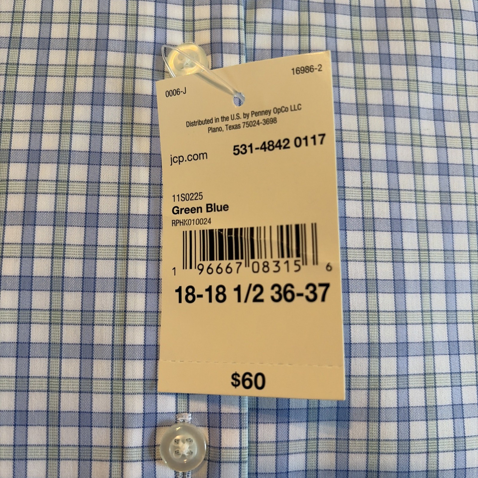 NWT – Men’s All-Temp Comfort Fitted Shirt Stafford 365 Blue/Green-18-18 1/2 XXL
