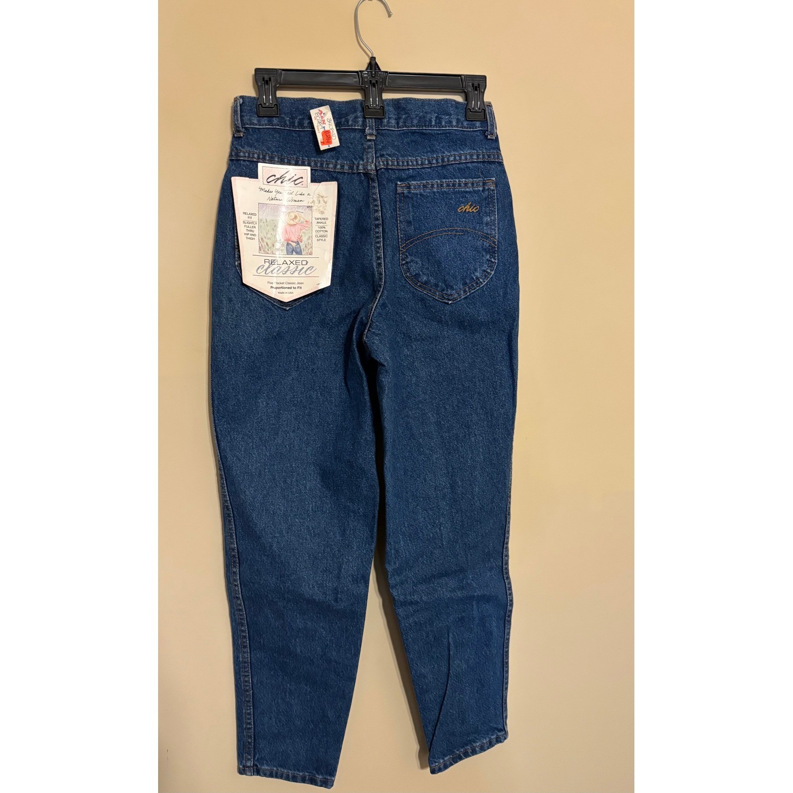 NOS Chic Relaxed Classic High Waisted Mom Jeans Blue Denim 100% Cotton Size 8P