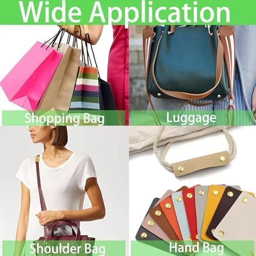 4PCS 13x9cm Leather Handle Wrap Covers, Black Handbag Grip Protector with Metal