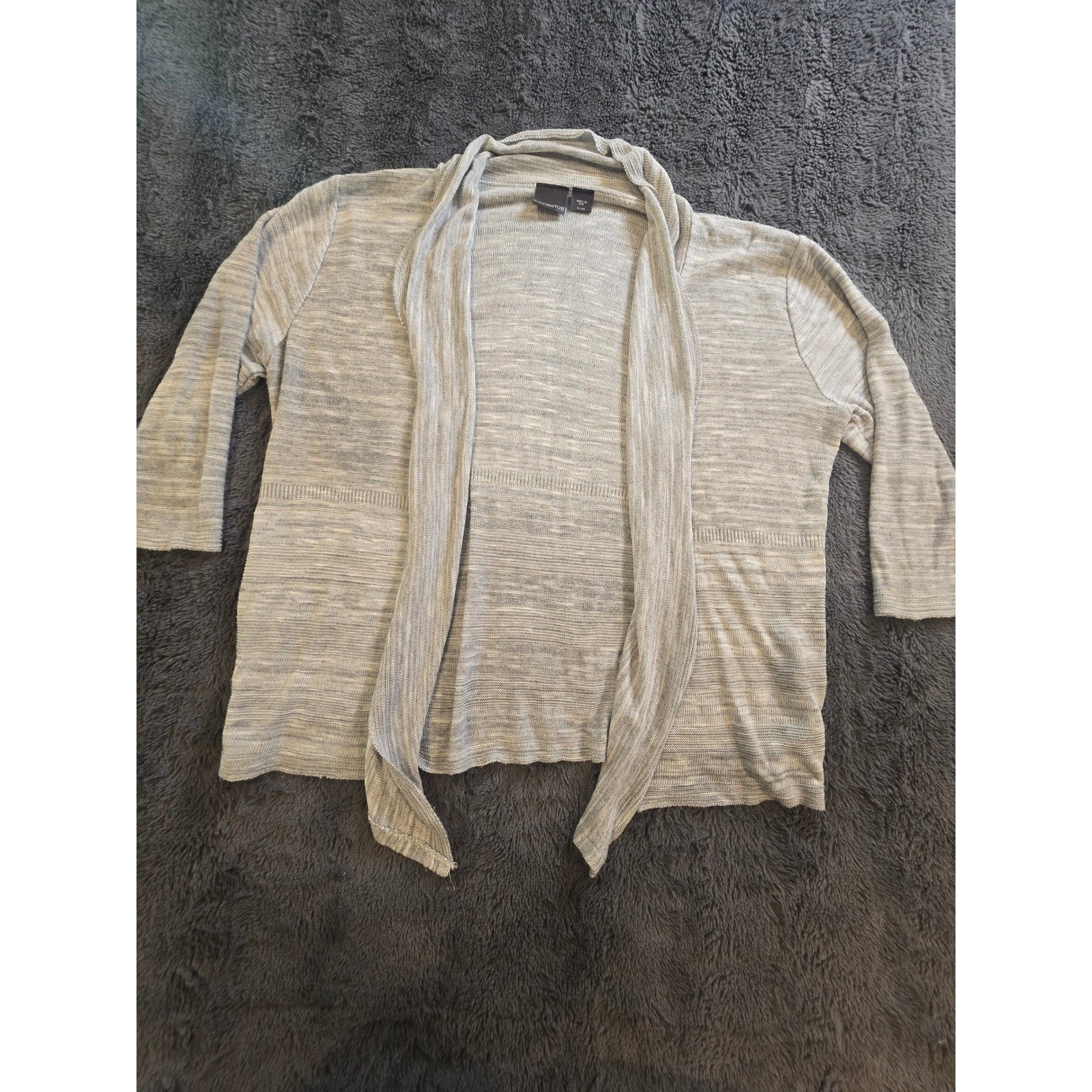 Covington Womens XL Gray Marl Open Front Waterfall Cardigan Sweater 3/4 Sleeve