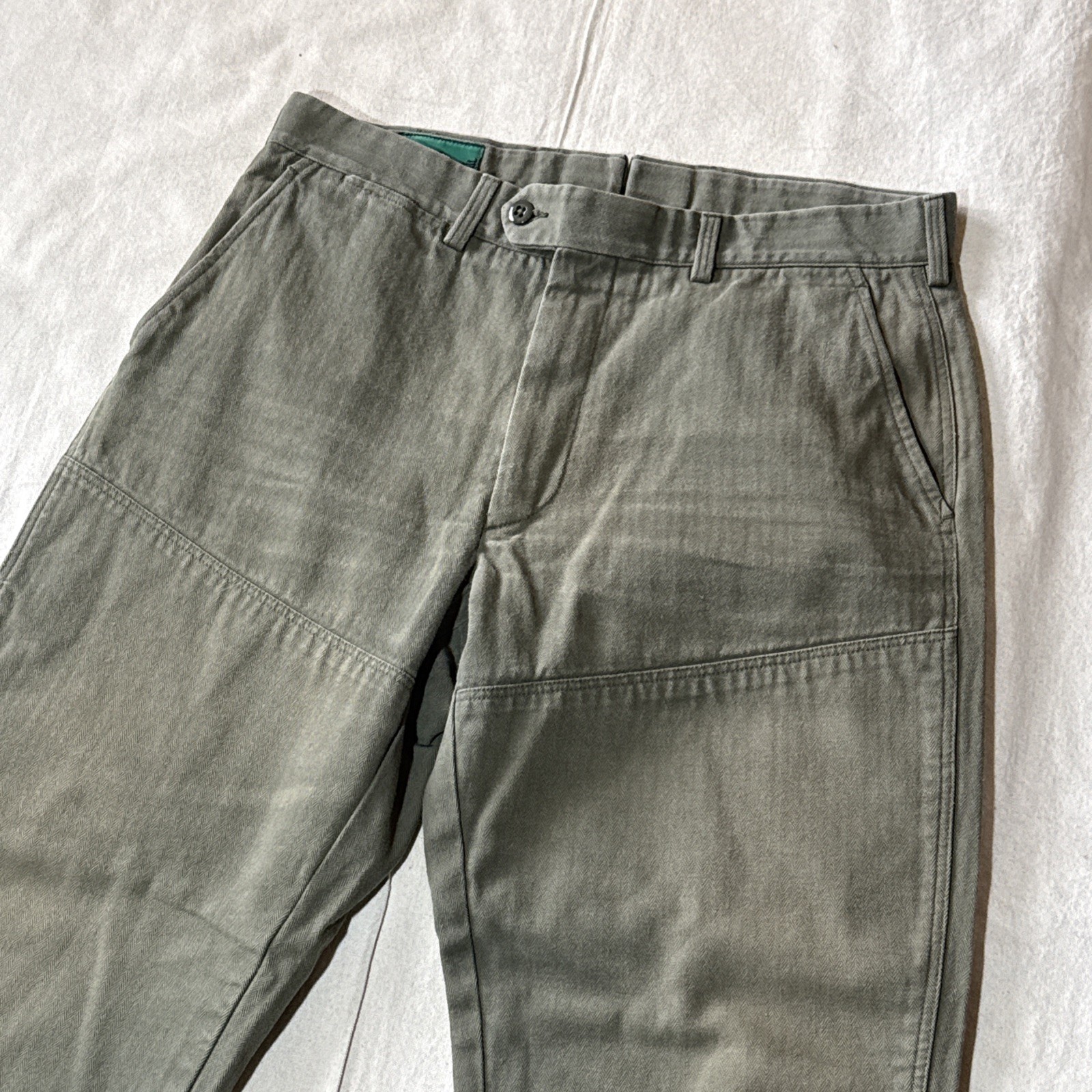Black Bear Brand Herringbone Work Trousers Olive Green Men’s Size 36 Made in USA