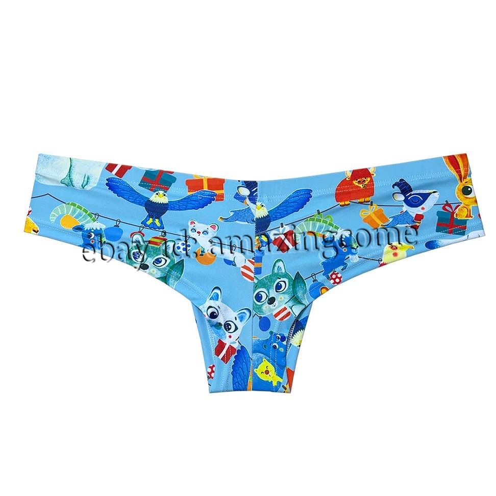 Men Printed Brazilian Bikini Underwear Enhance Bulge Pouch Mini Boxer Briefs