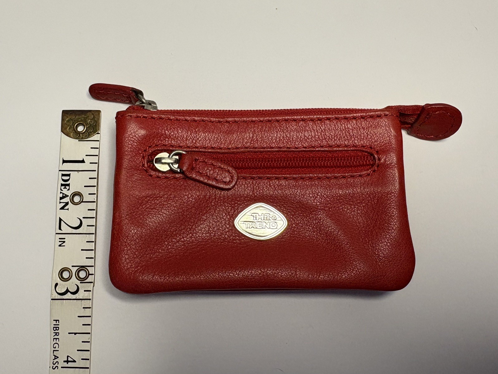 The Trend Red Leather Coin Purse Wallet Card Holder Pouch Zippered Change Case