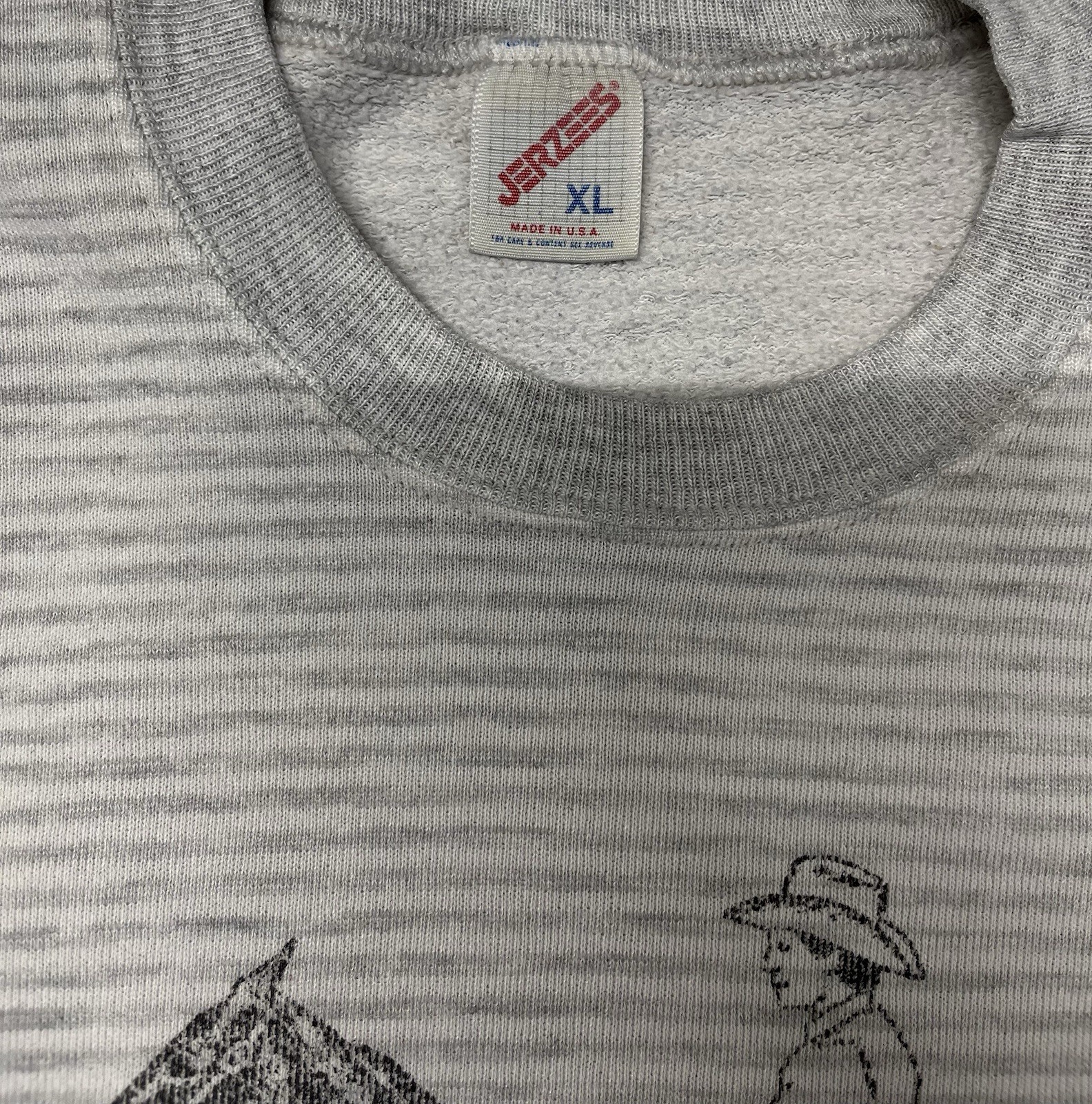 VTG Jerzees All American Quarter Horse Congress gray striped 80’s sweatshirt