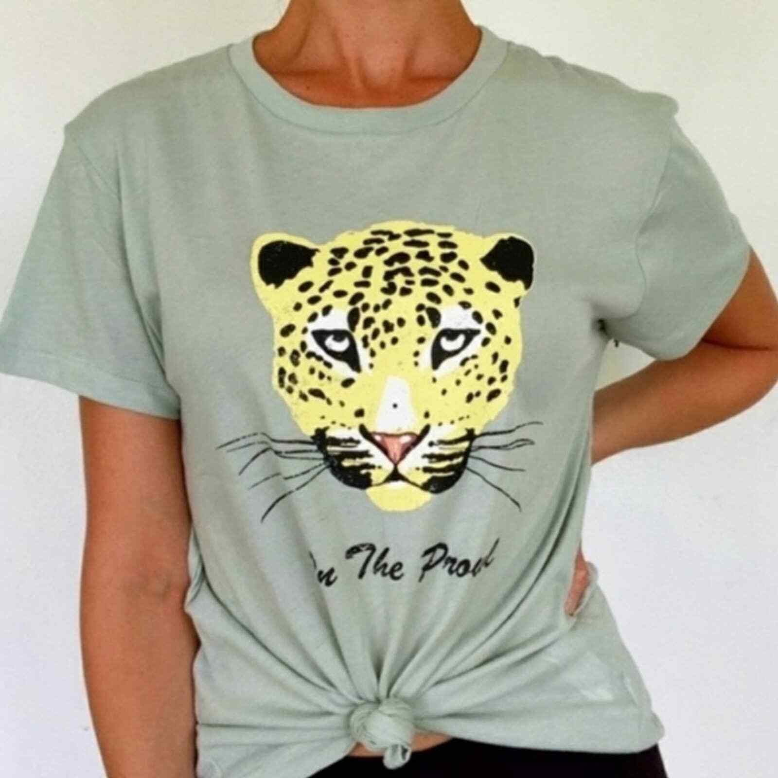 Nwt Wildfox On The Prowl Cheetah T-Shirt Green Medium