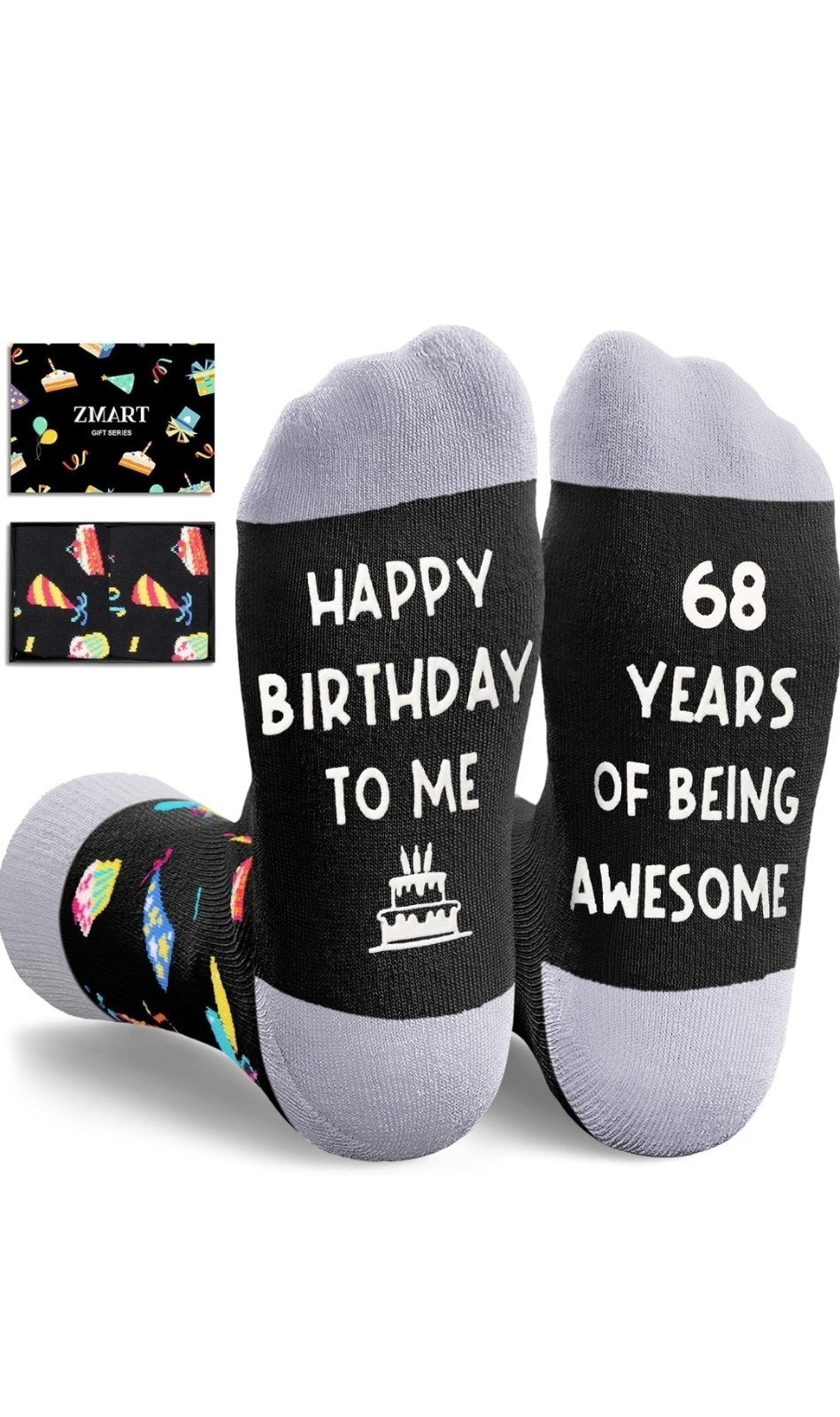 New Mens Zmart 68th Birthday Gift 68 Years of Being Awesome Socks Dad Grandpa